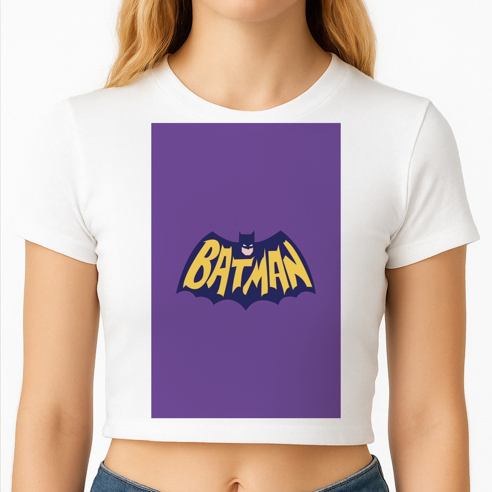 Bat Superhero Purple Logo Crop Top