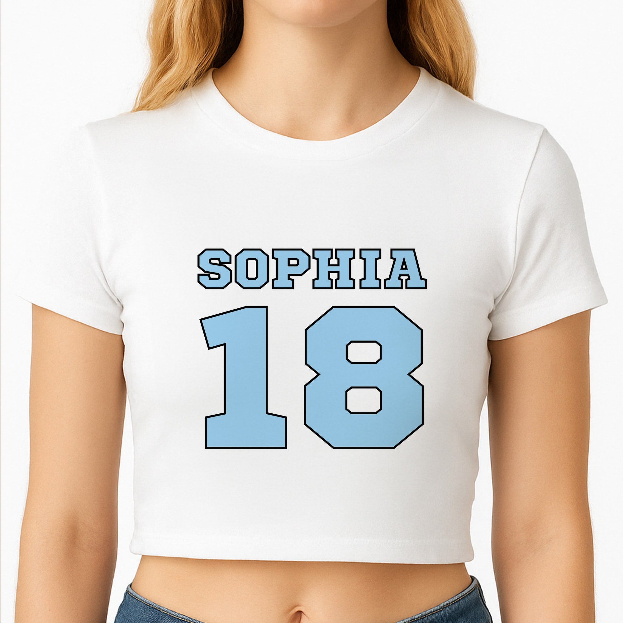 Light Blue - Personalised Football Crop Top