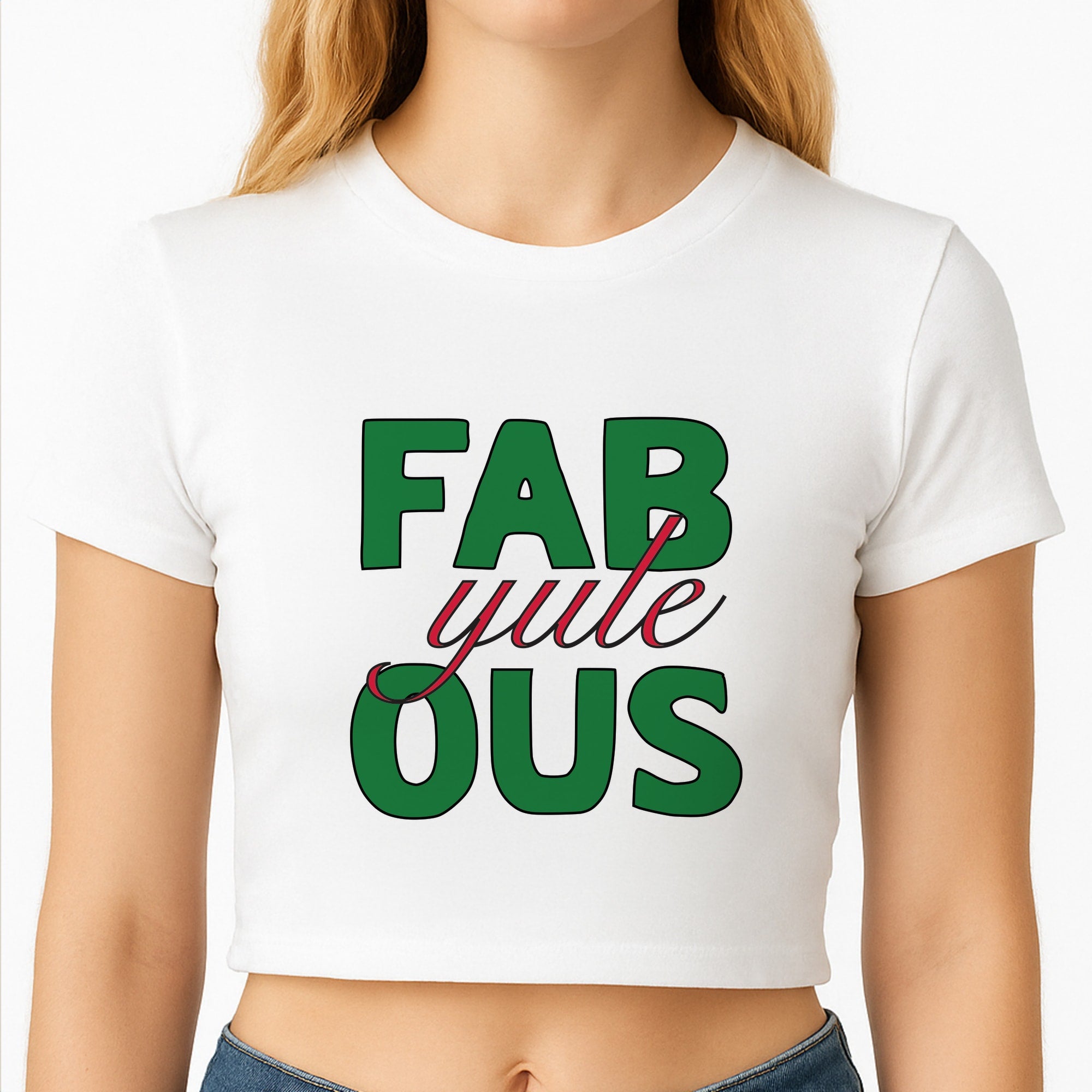 Fab-Yule-Ous Red - Christmas Puns Crop Top
