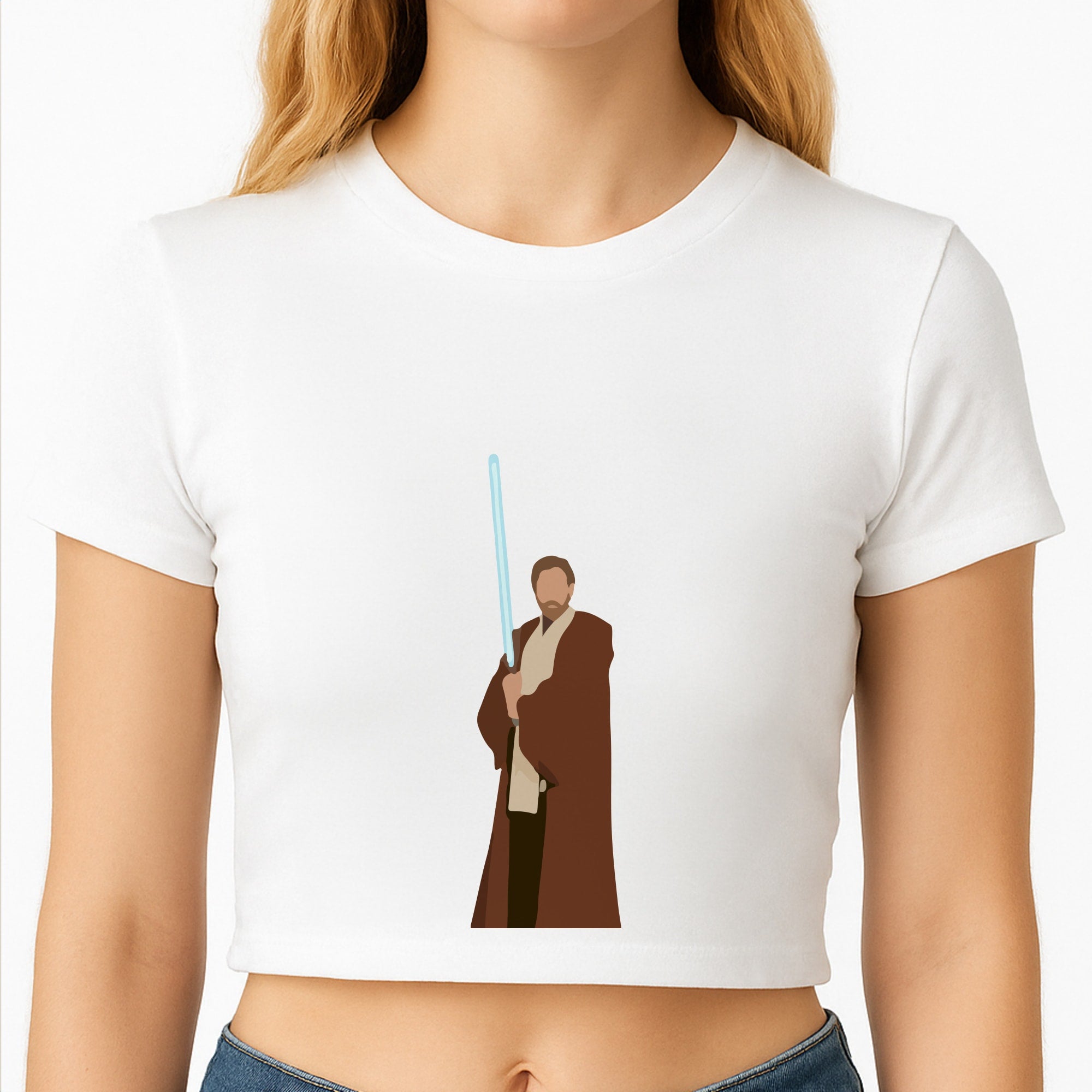 Kenobi Blue Lightsaber Crop Top