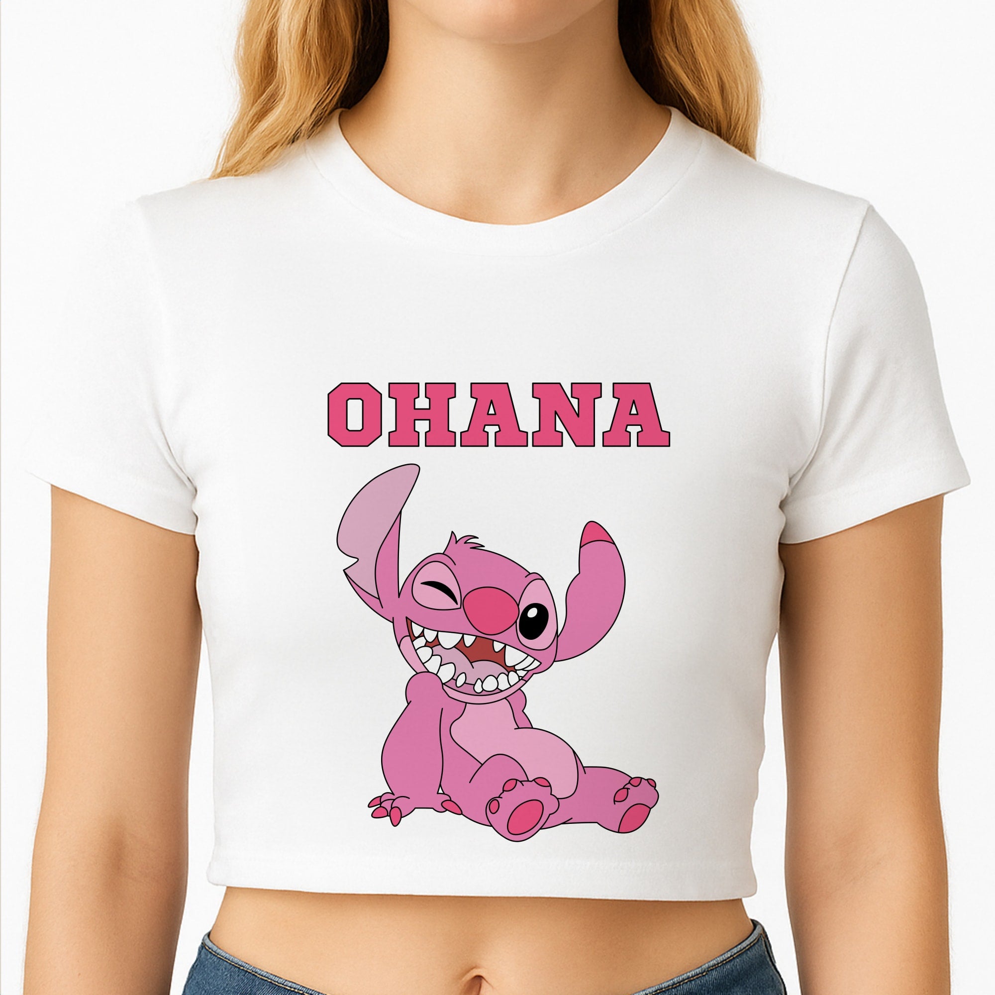 Pink Alien Ohana Crop Top