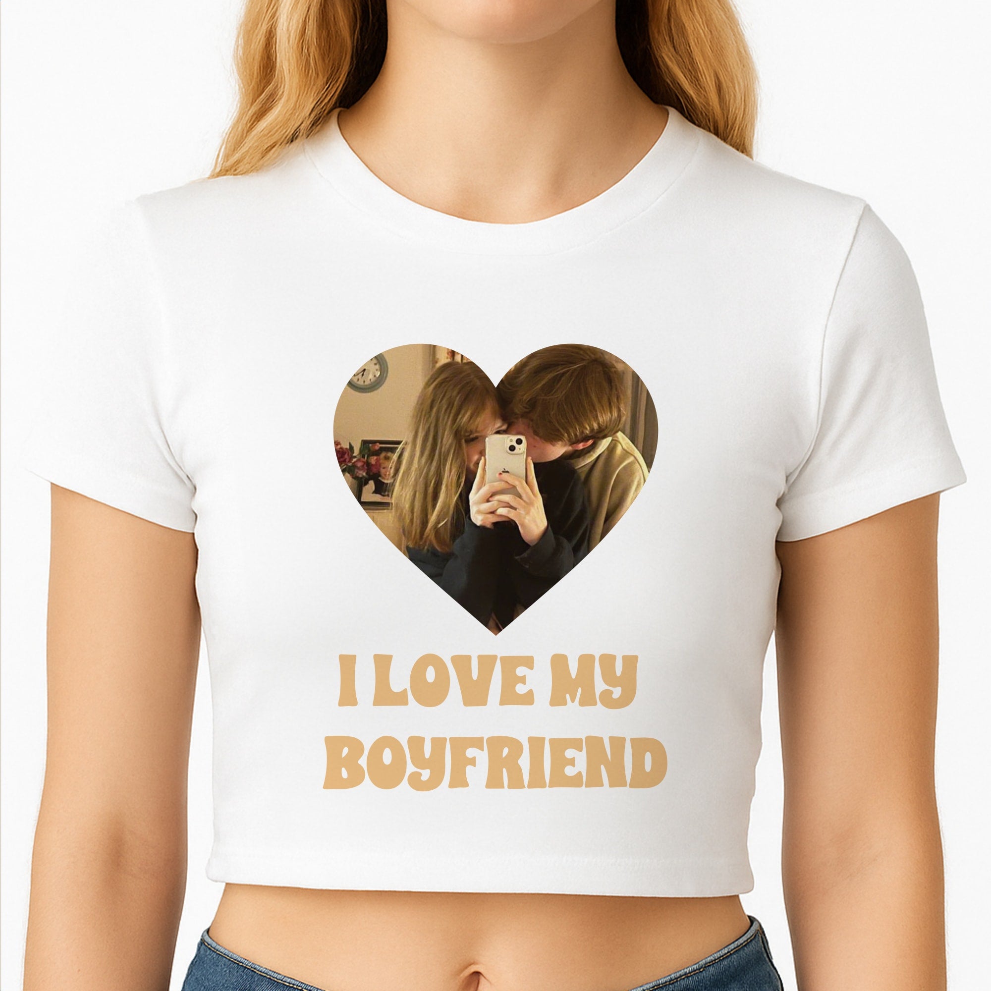 I Love My Boyfriend - Personalised Couples Crop Top