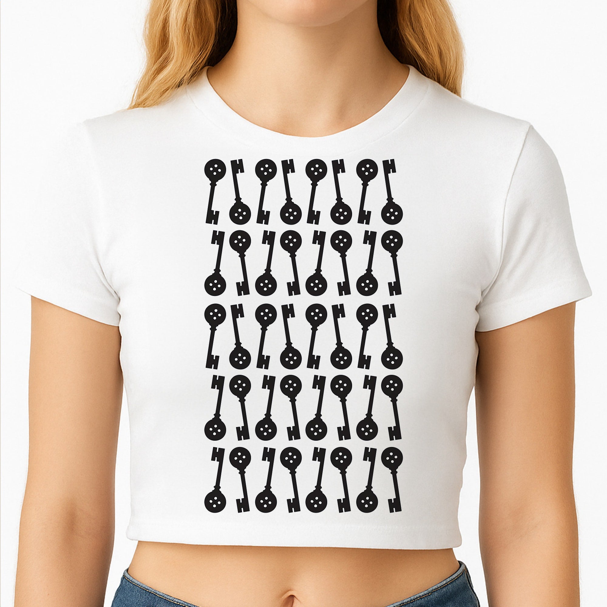 Key Pattern Crop Top