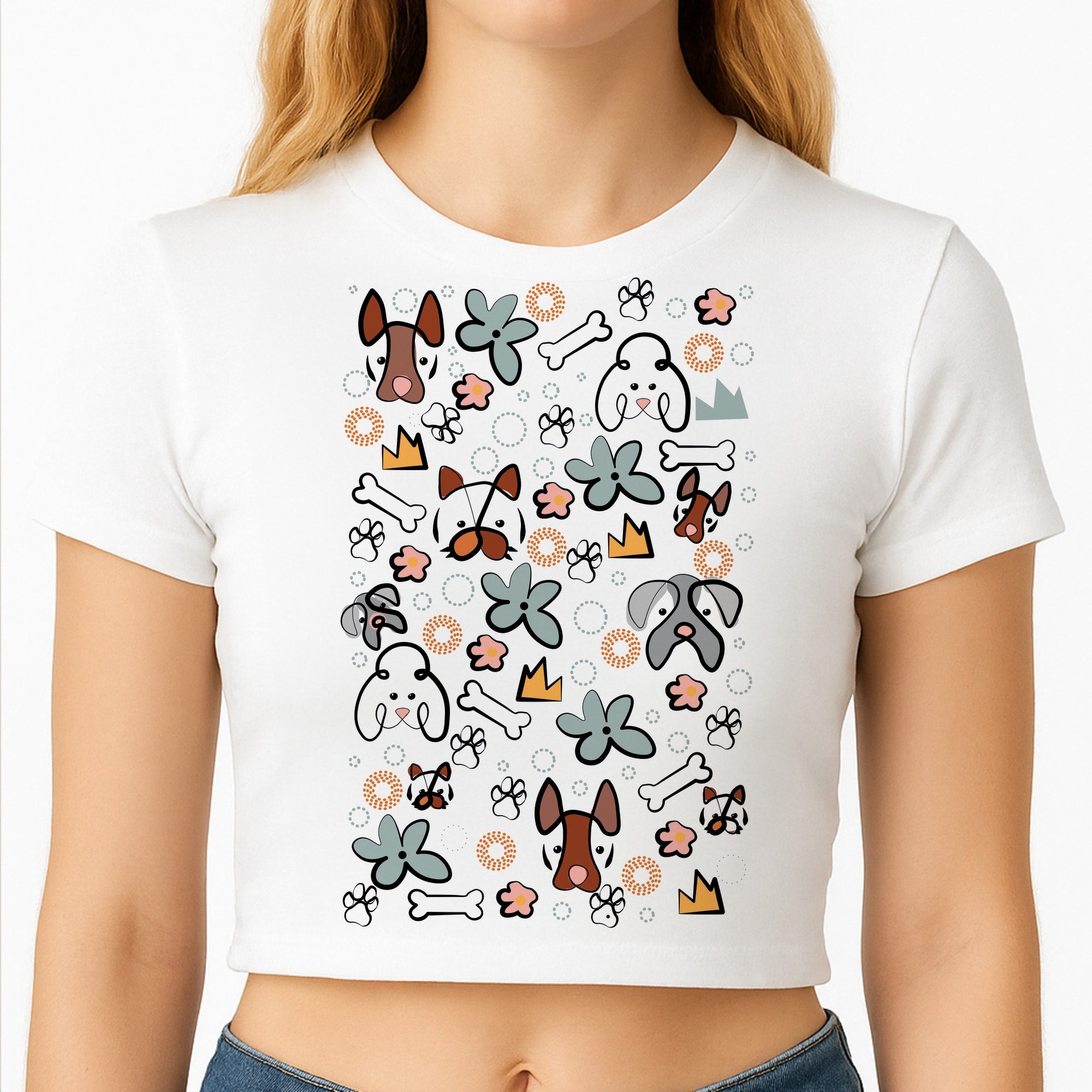 Bones and dogs - Dog Patterns Crop Top