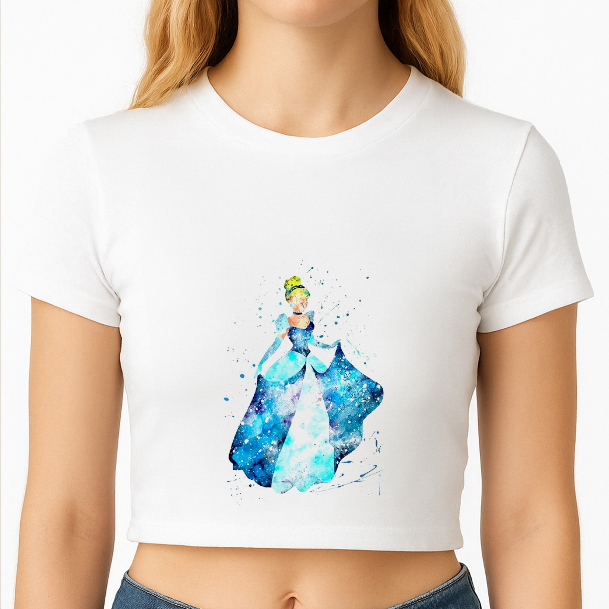 Watercolour Cinderella Fairytale Crop Top