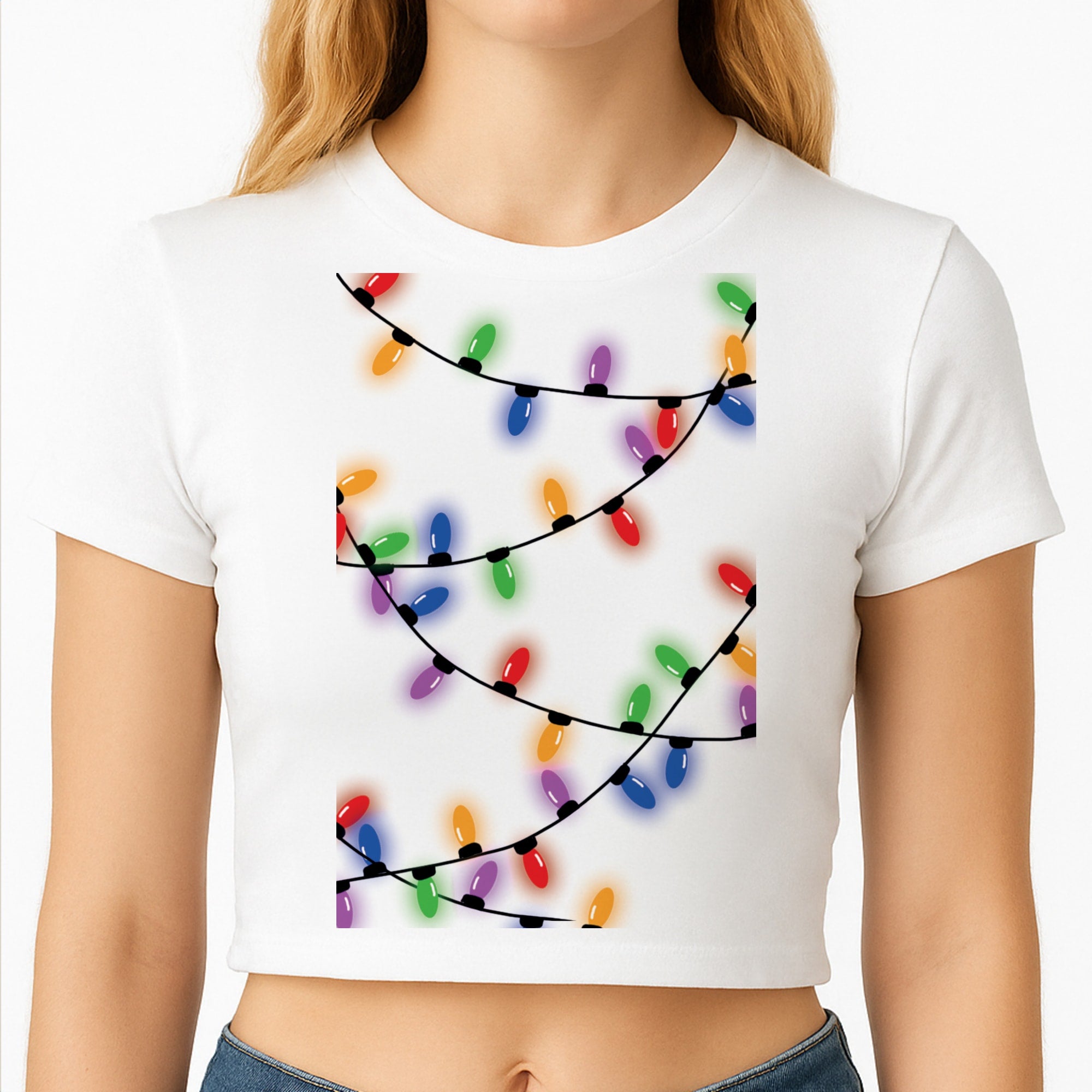 Rainbow Lights - Christmas Patterns Crop Top