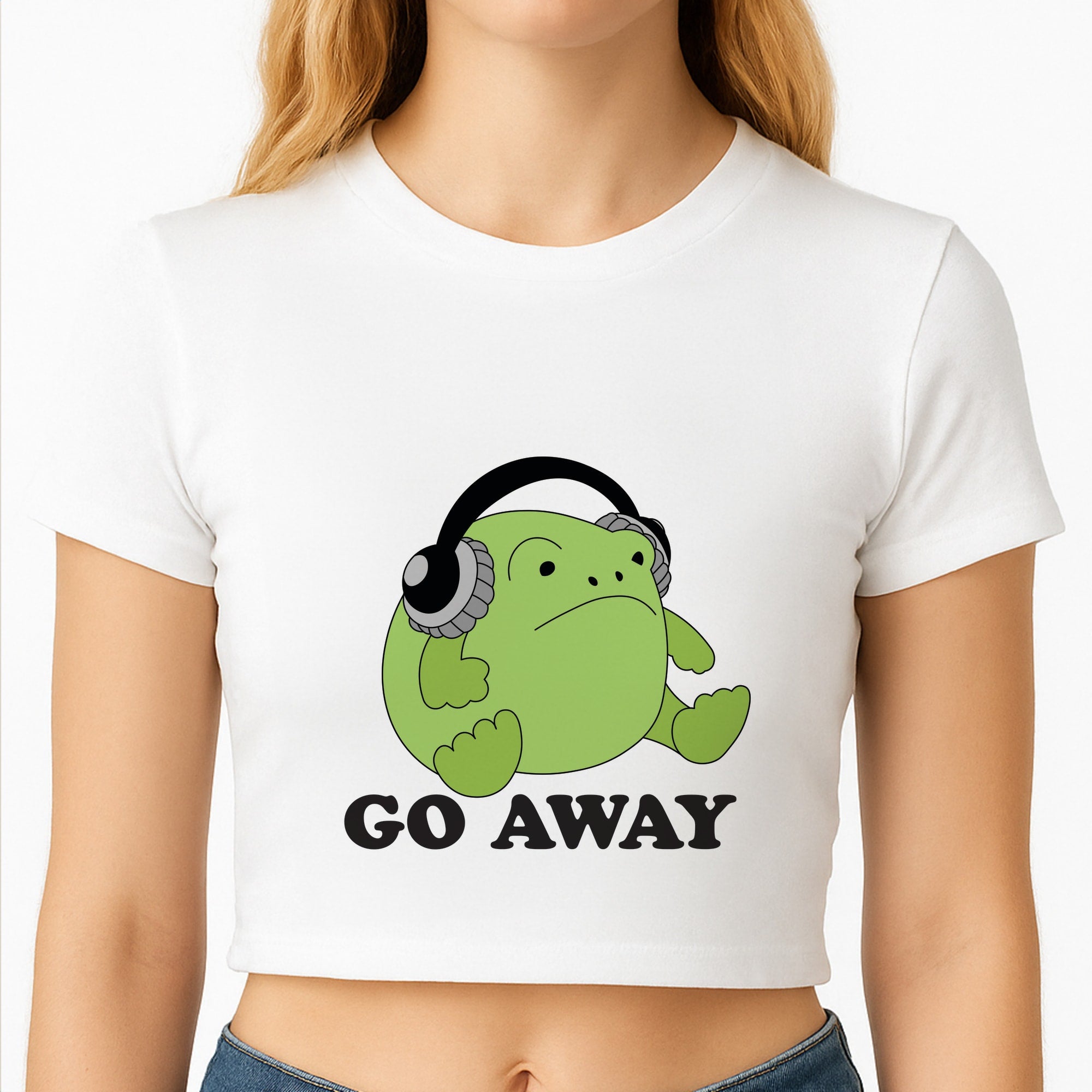 Go Away Grumpy Frog Crop Top