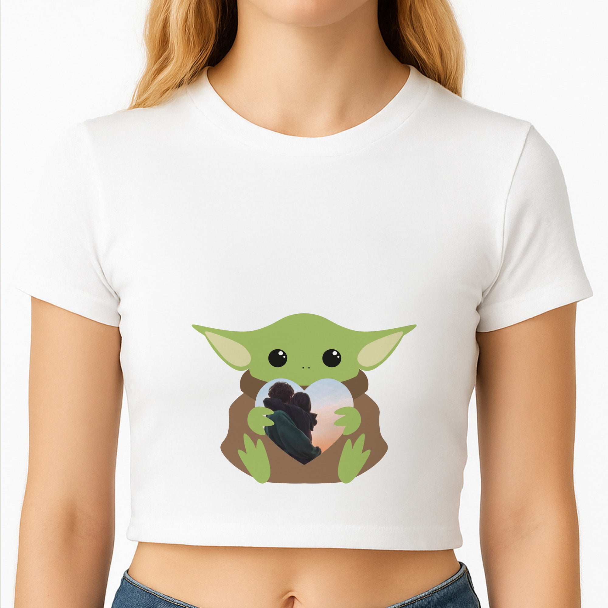 Baby Yoda - Personalised Couples Crop Top