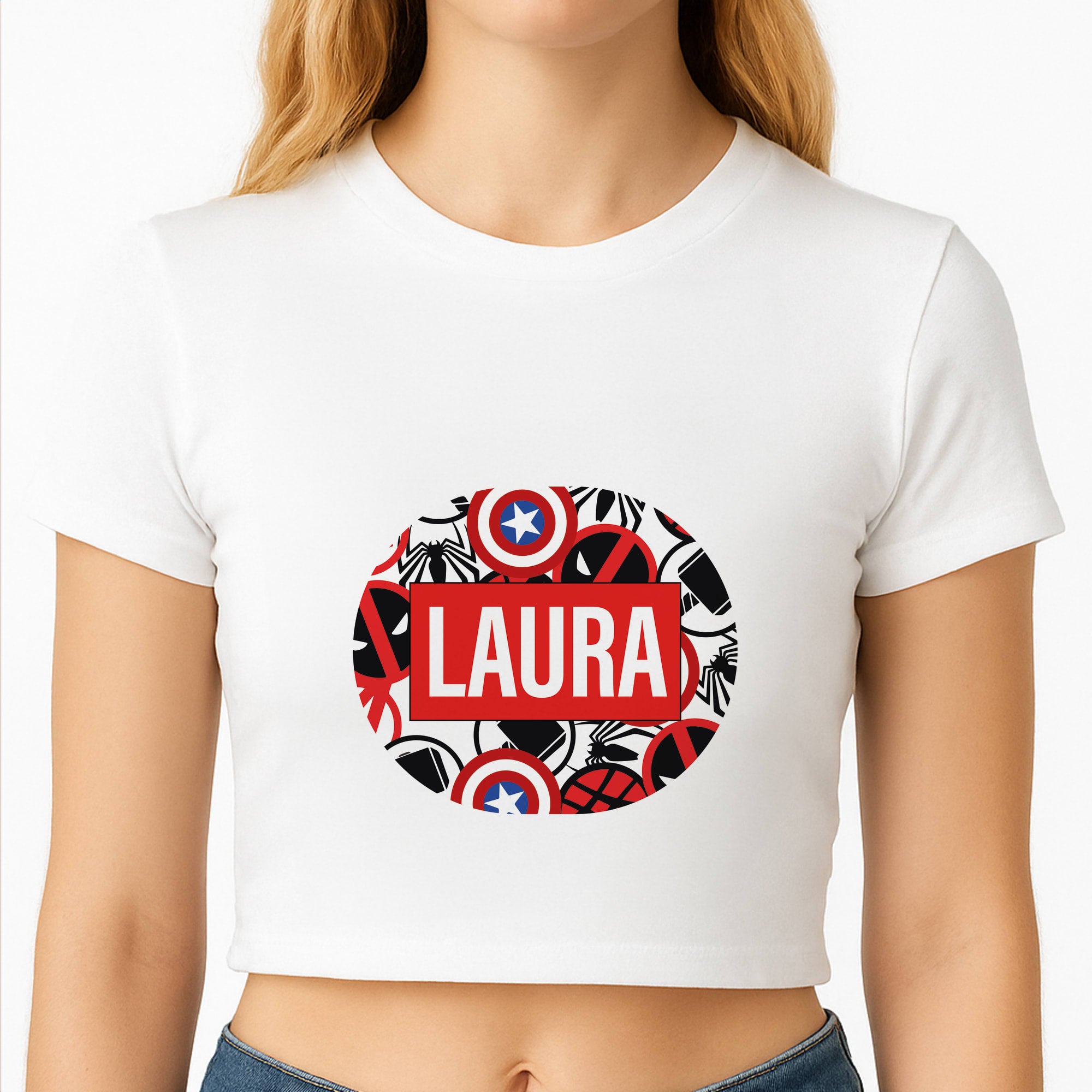 Collage - Personalised Superhero Comic Crop Top