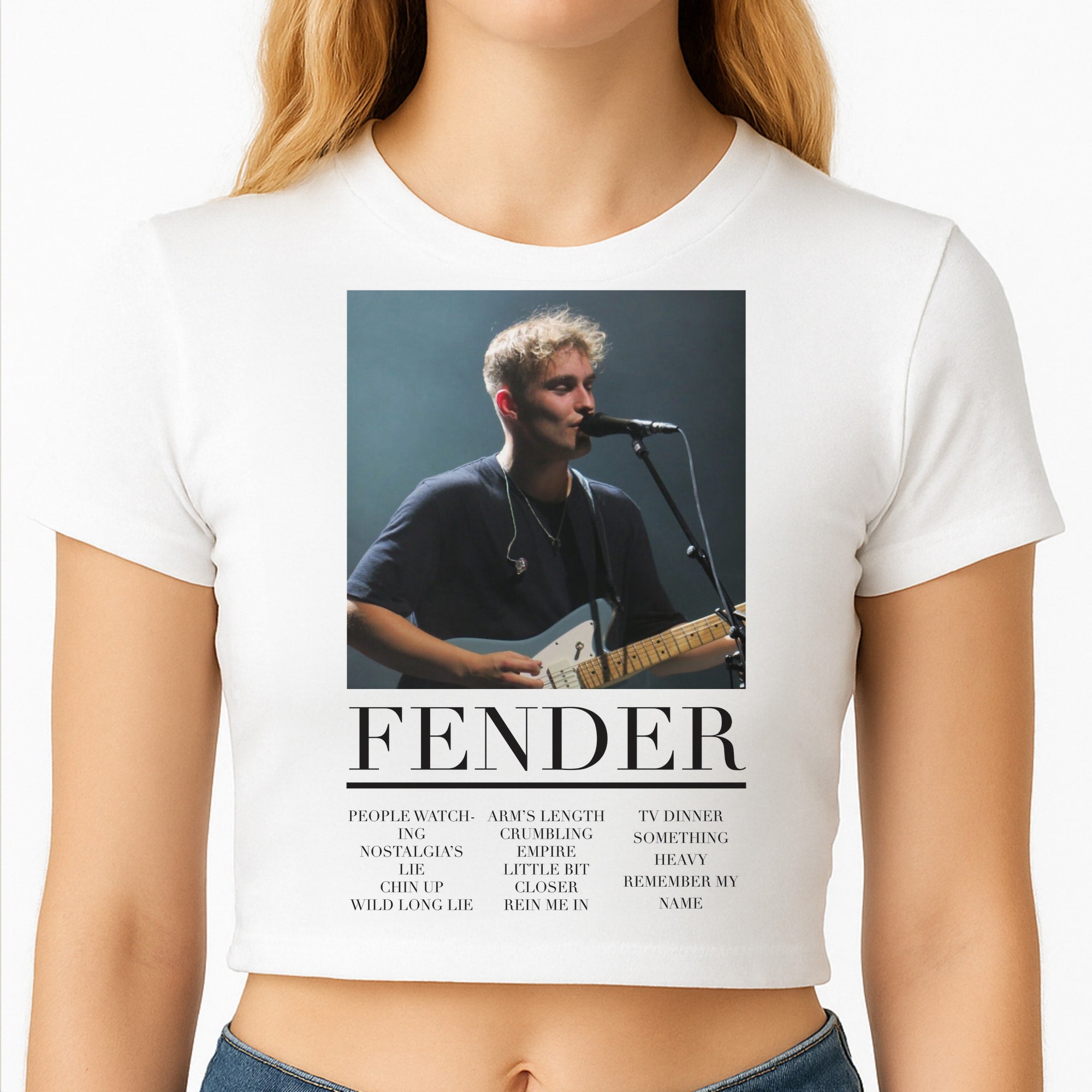Fender Orange Song List Crop Top
