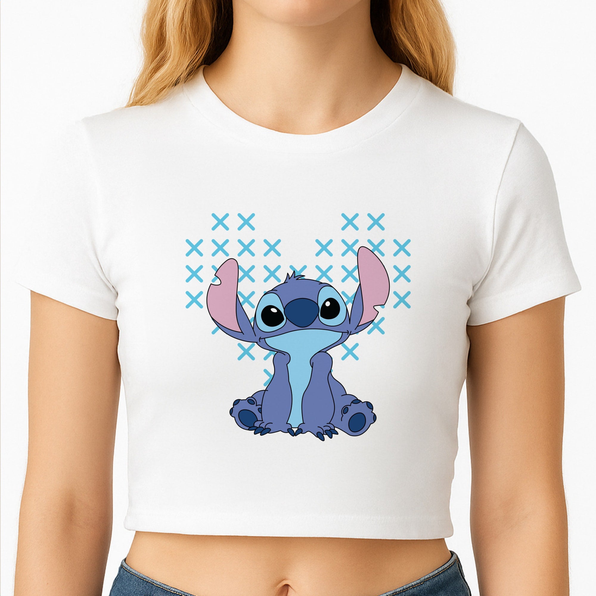 Blue Alien Hearts Crop Top