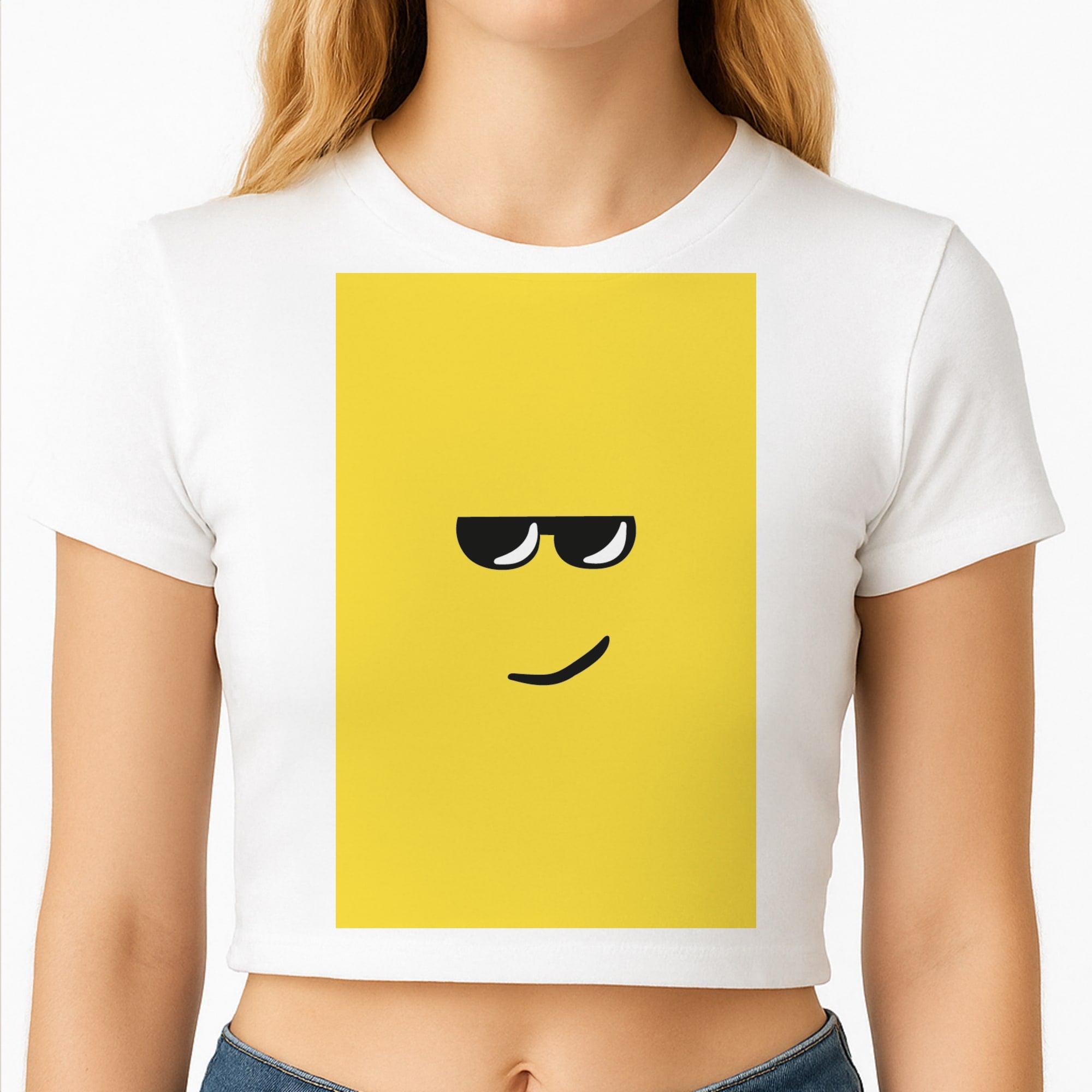 Yellow Face Shades Crop Top