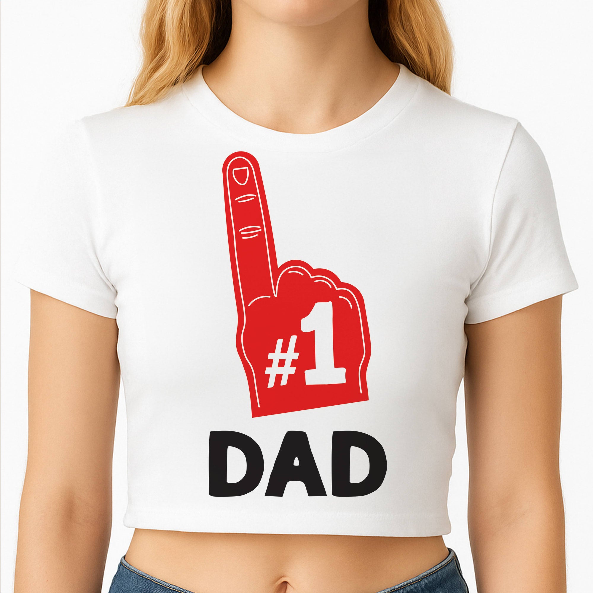 #1 Dad Foam Finger Crop Top