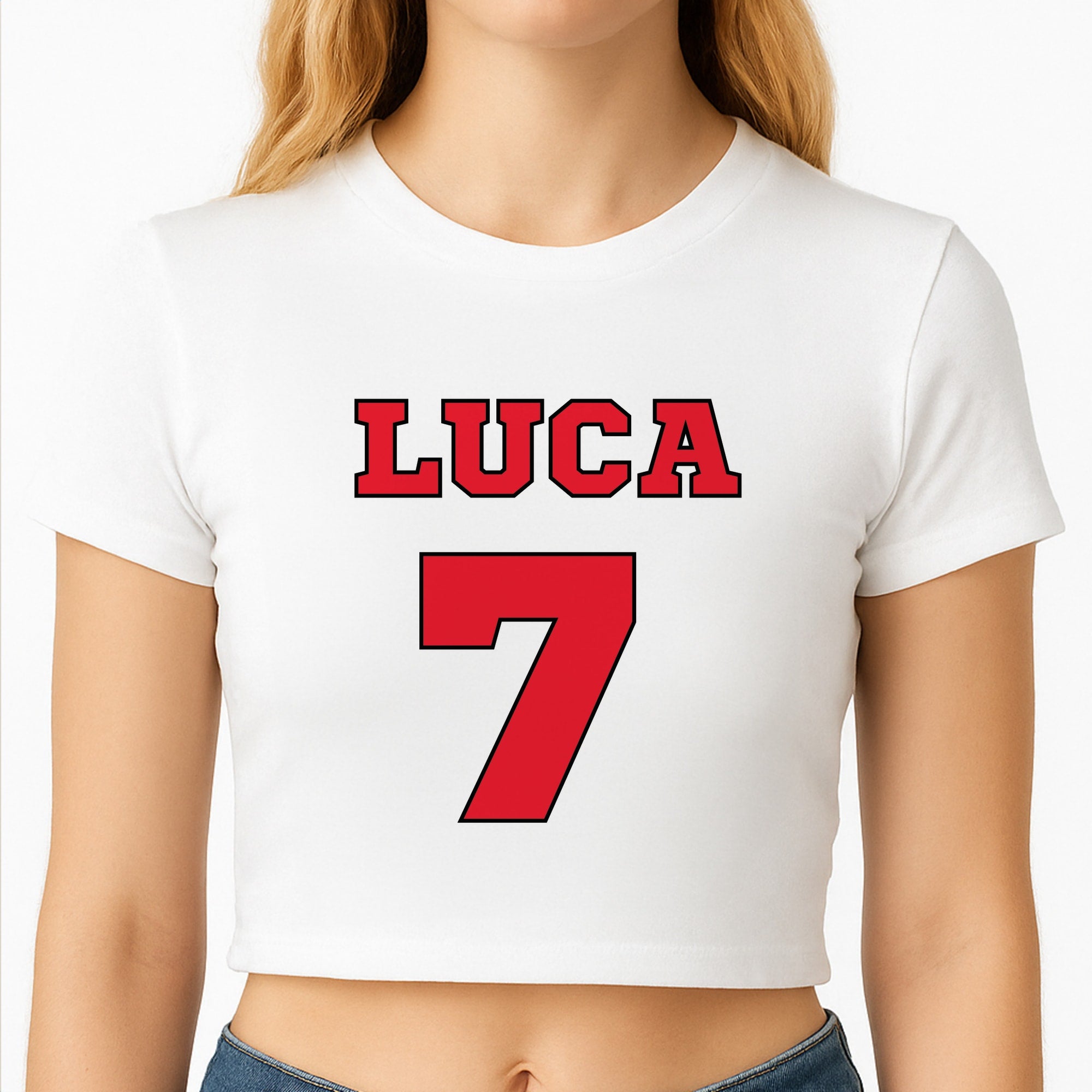 Red - Personalised Football Crop Top