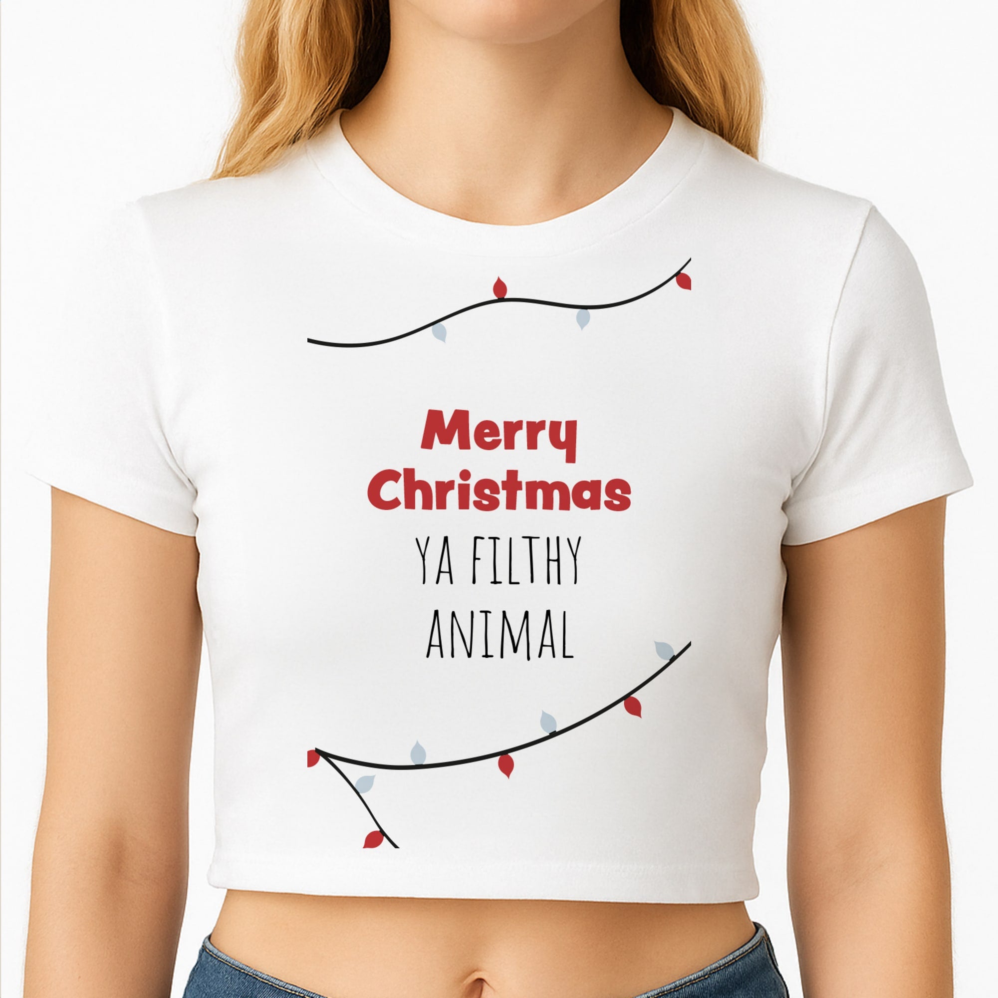 Merry Christmas Ya Filthy Animal Crop Top