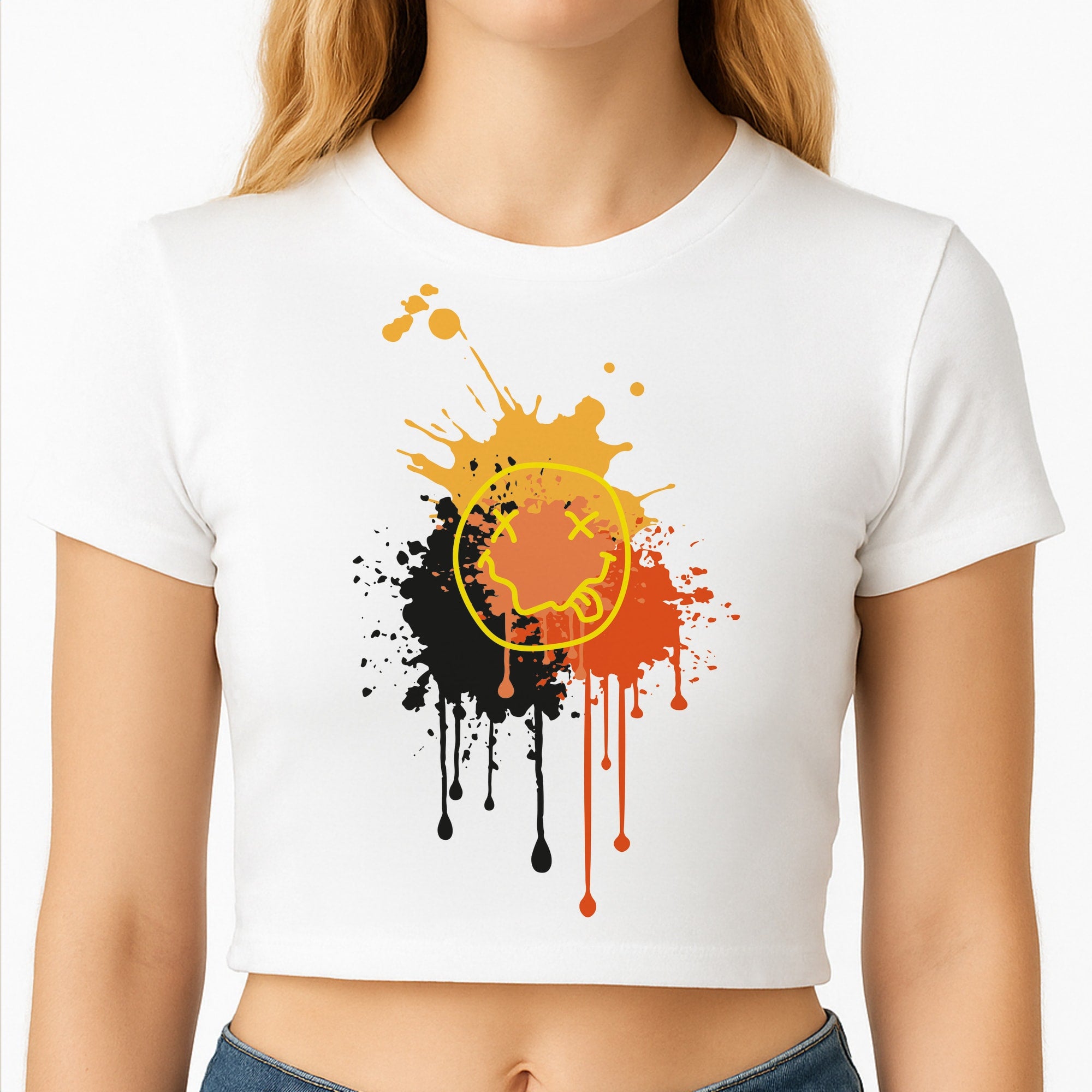 Orange Graffiti - Skate Aesthetic Crop Top