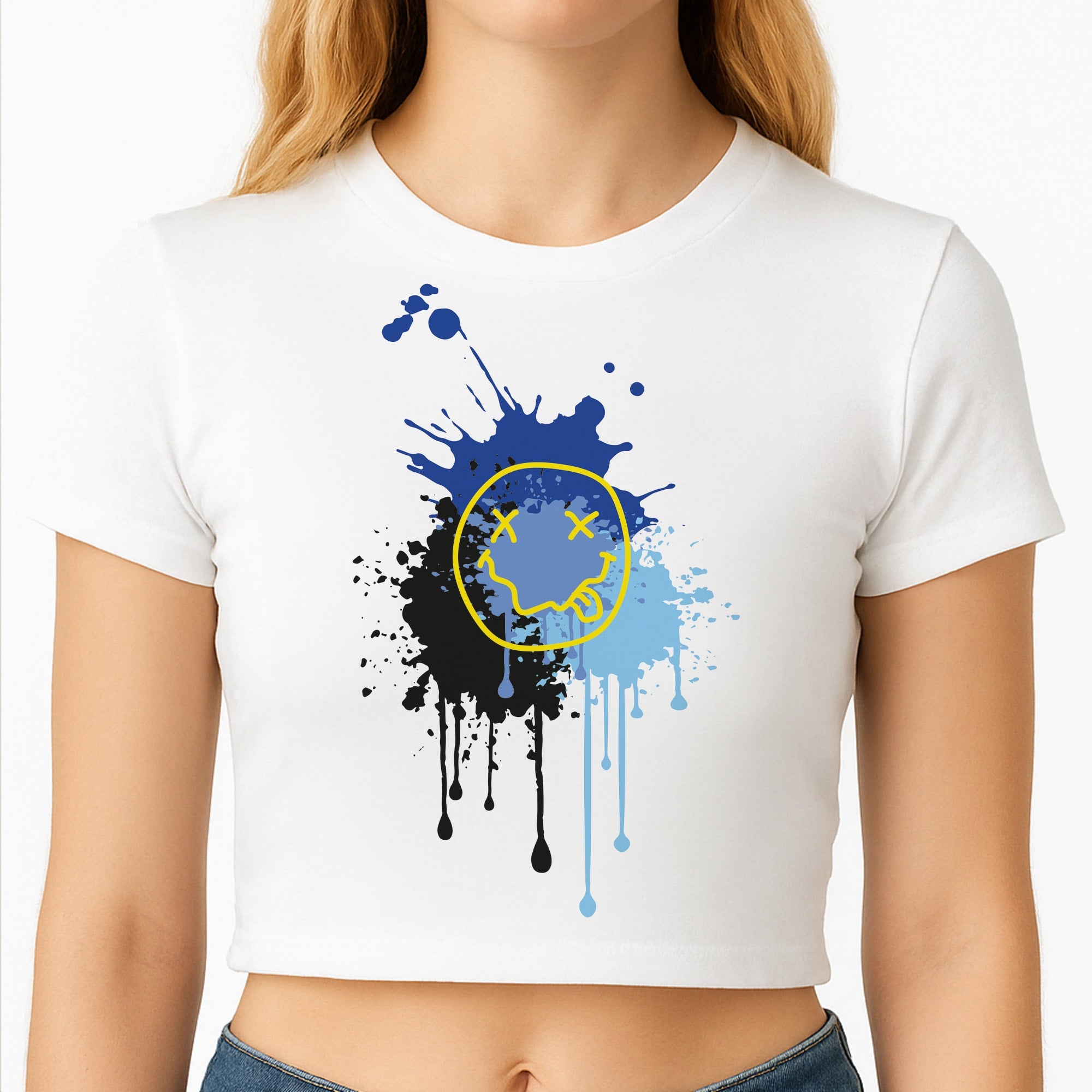 Blue Graffiti - Skate Aesthetic Crop Top