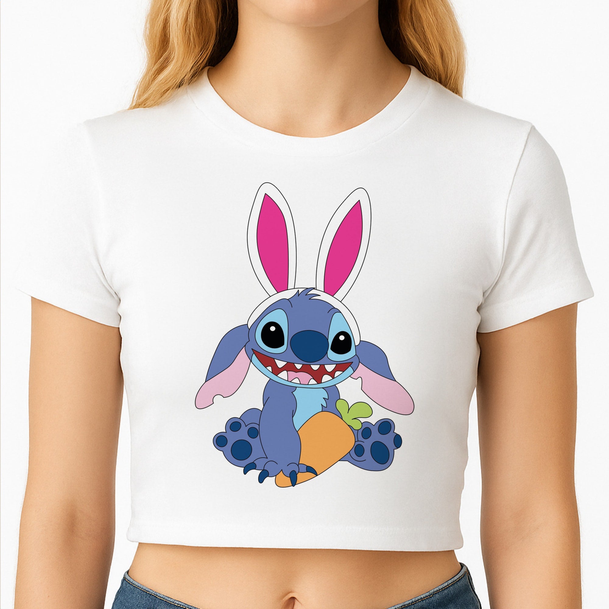 Easter Bunny Blue Alien Crop Top