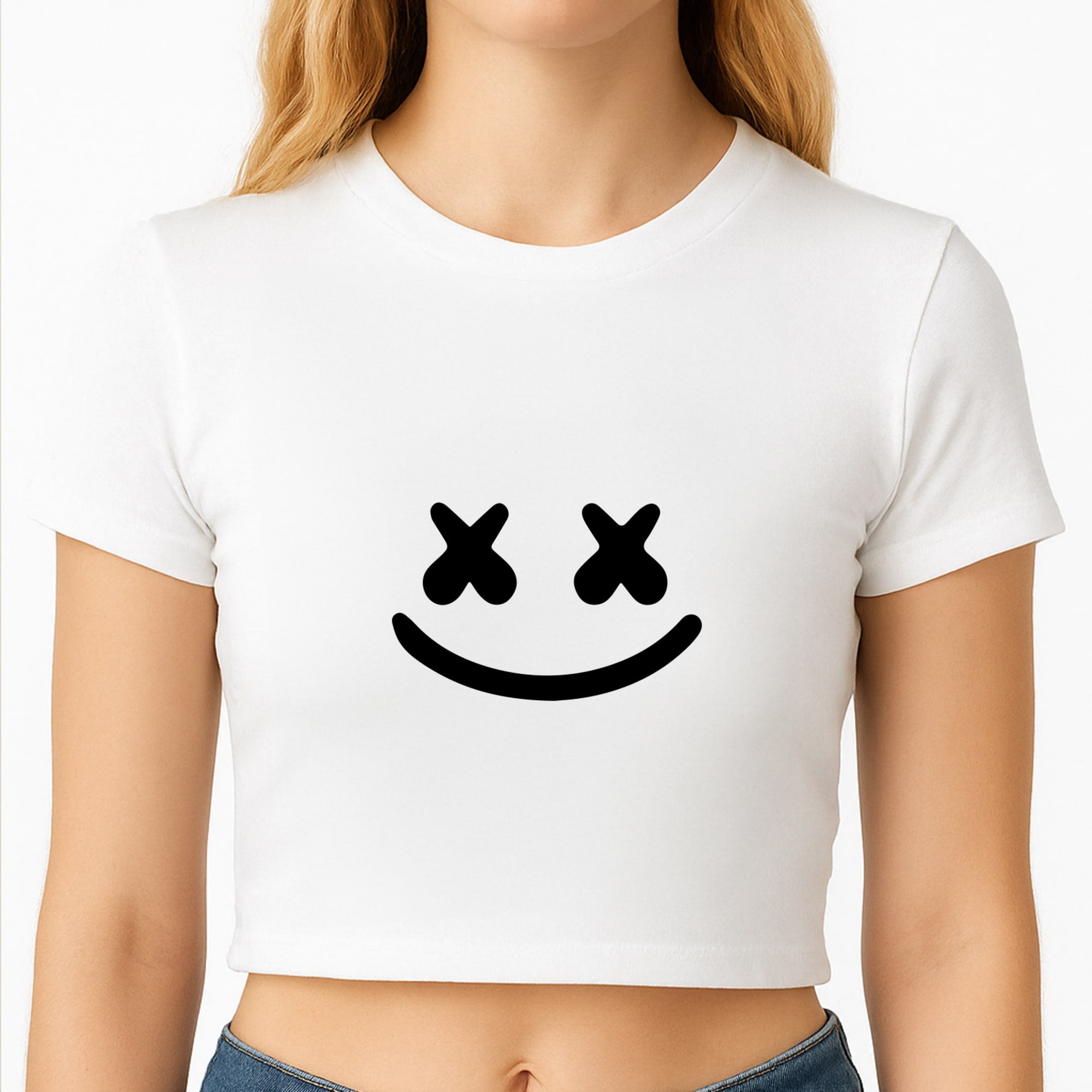 Blue White Helmet DJ Crop Top