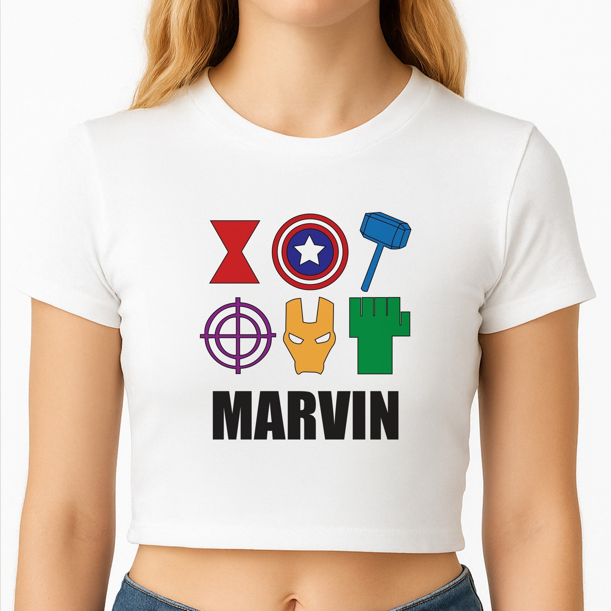 Icon Pattern - Personalised Superhero Comic Crop Top
