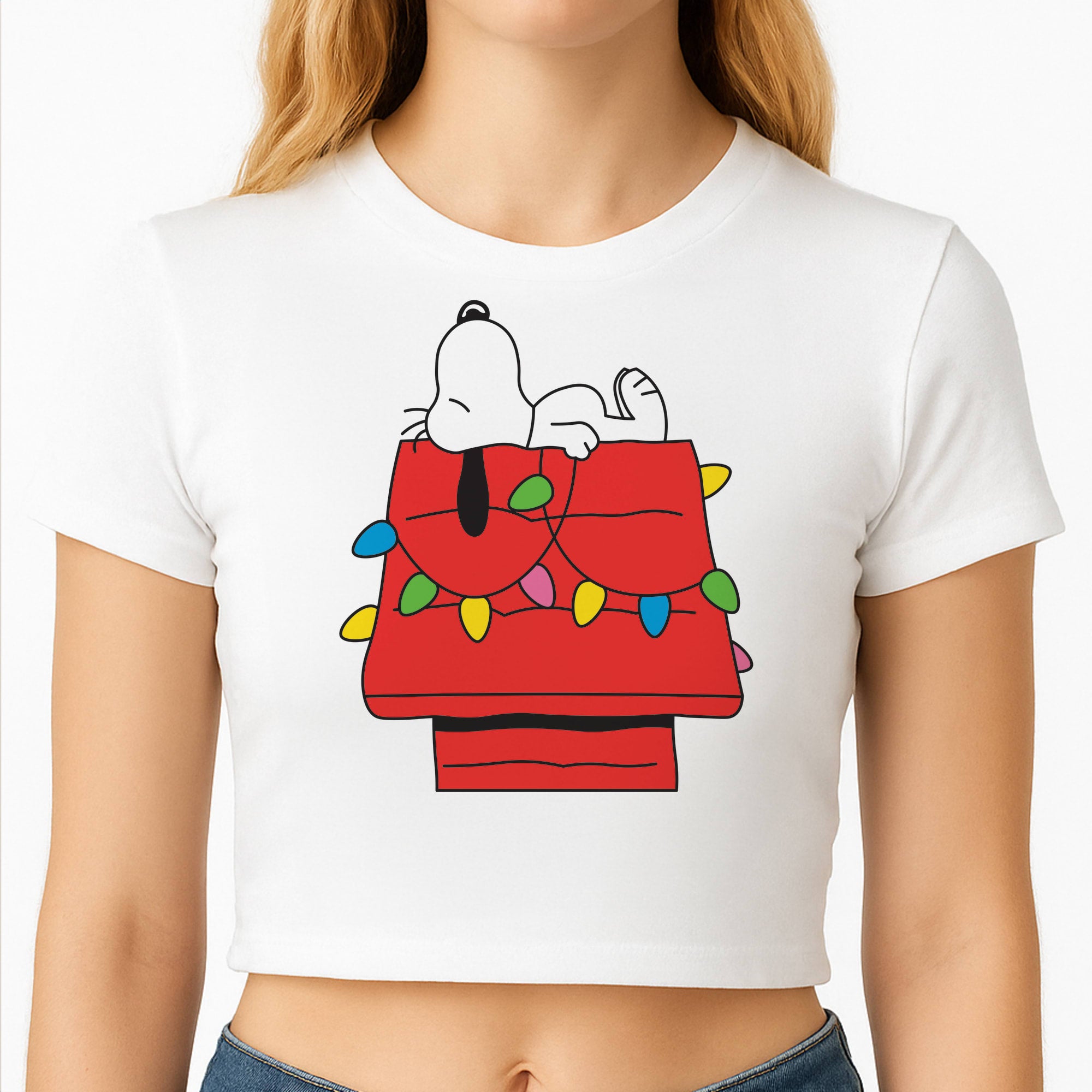 Cartoon Beagle Fairylights Crop top