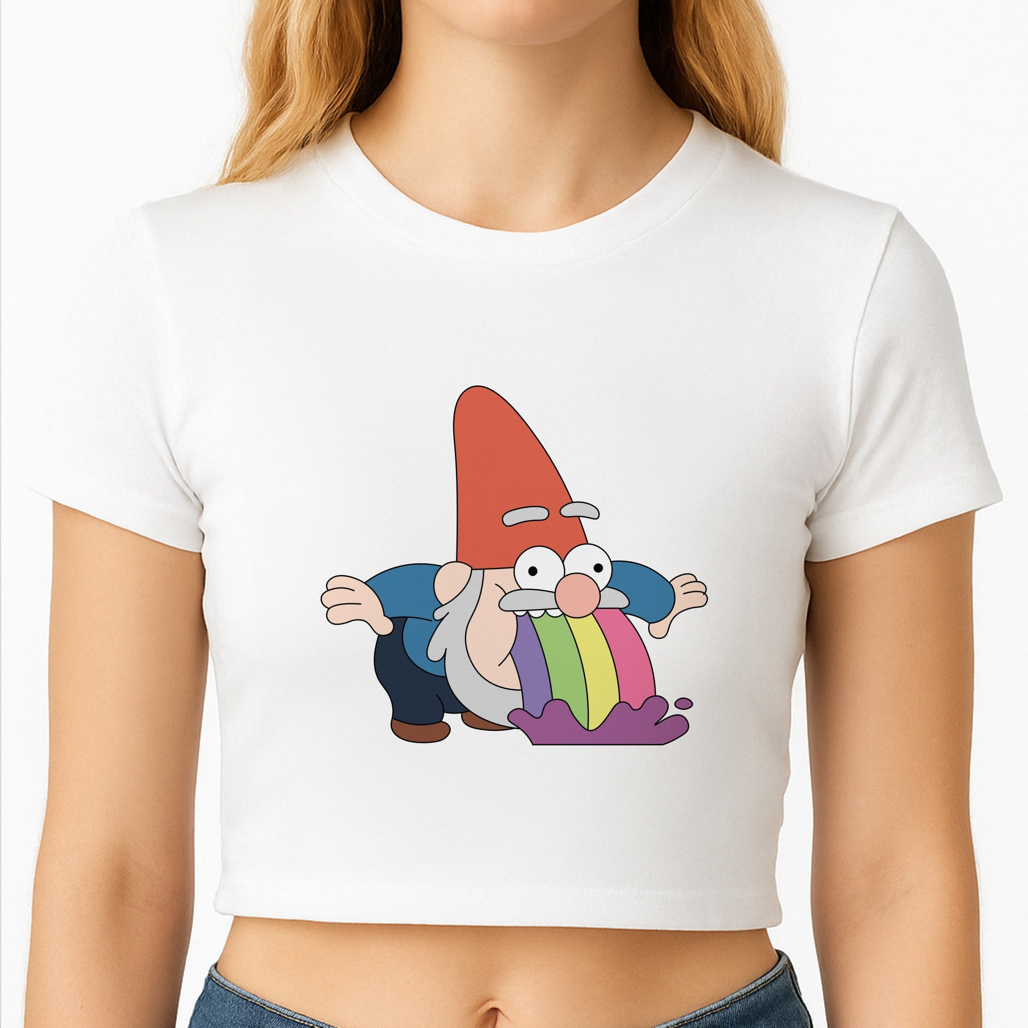 Garden Gnome Rainbow Crop Top