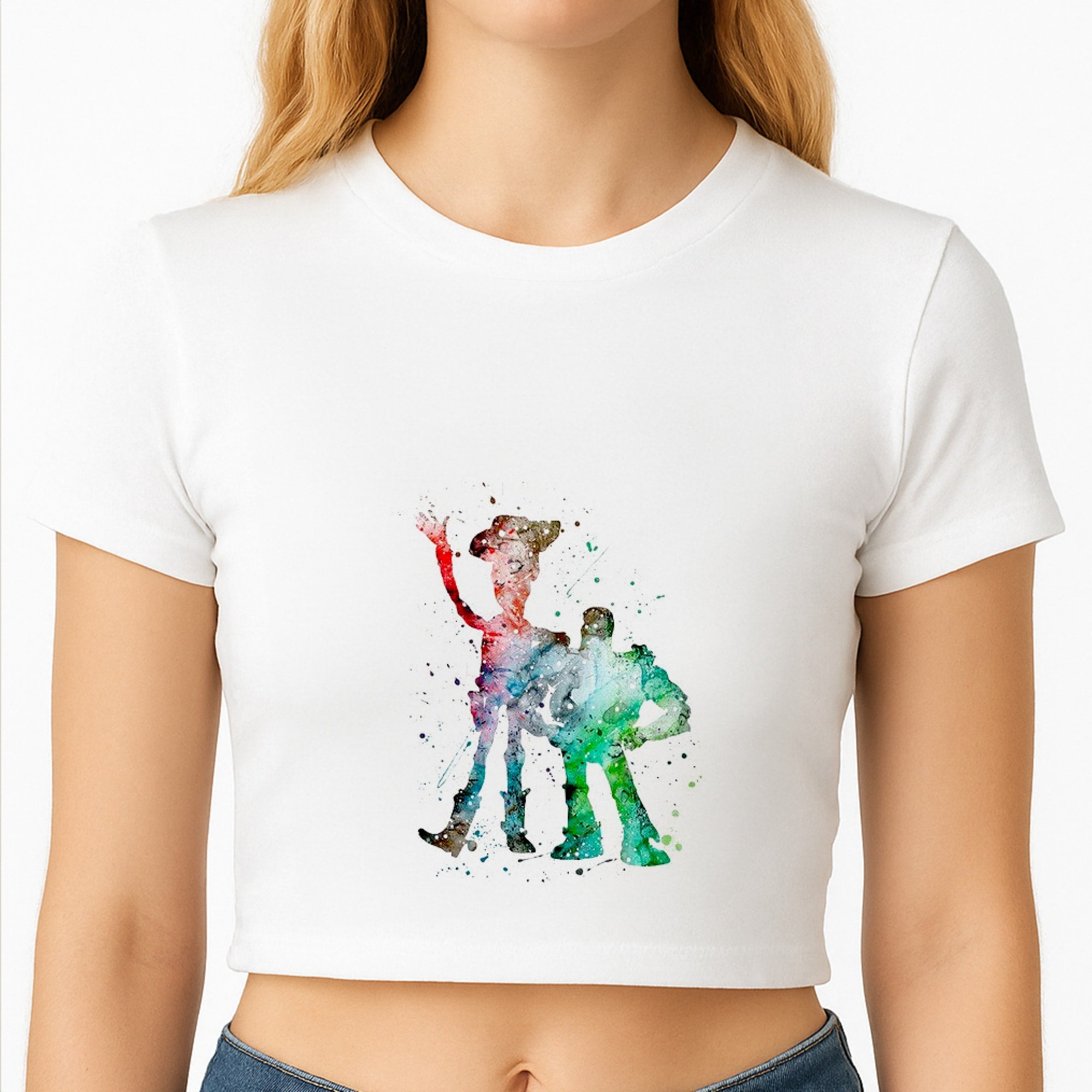 Watercolour Woody & Buzz A Story of Toys Fairytale Crop Top