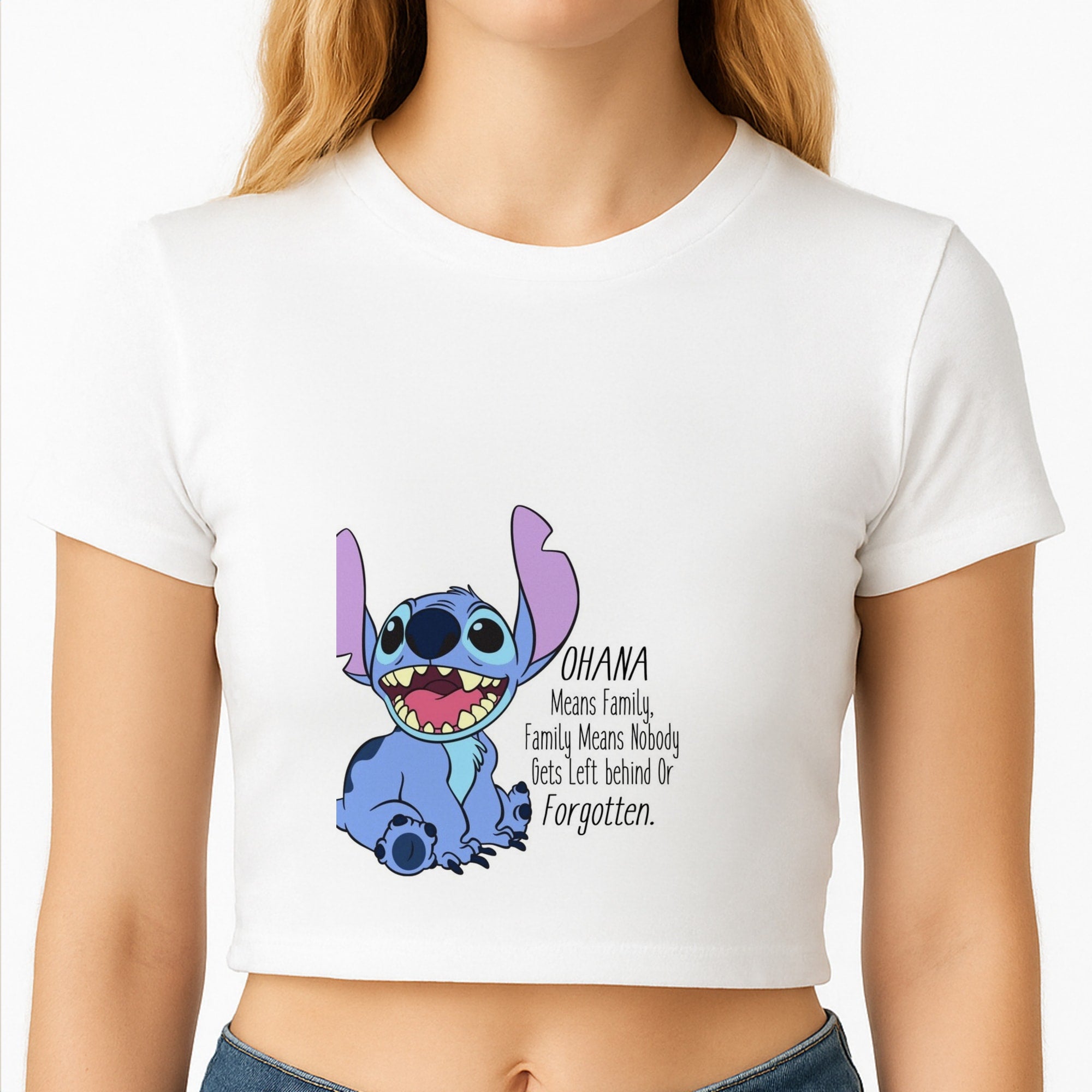 Ohana Means Family - Blue Alien Crop Top