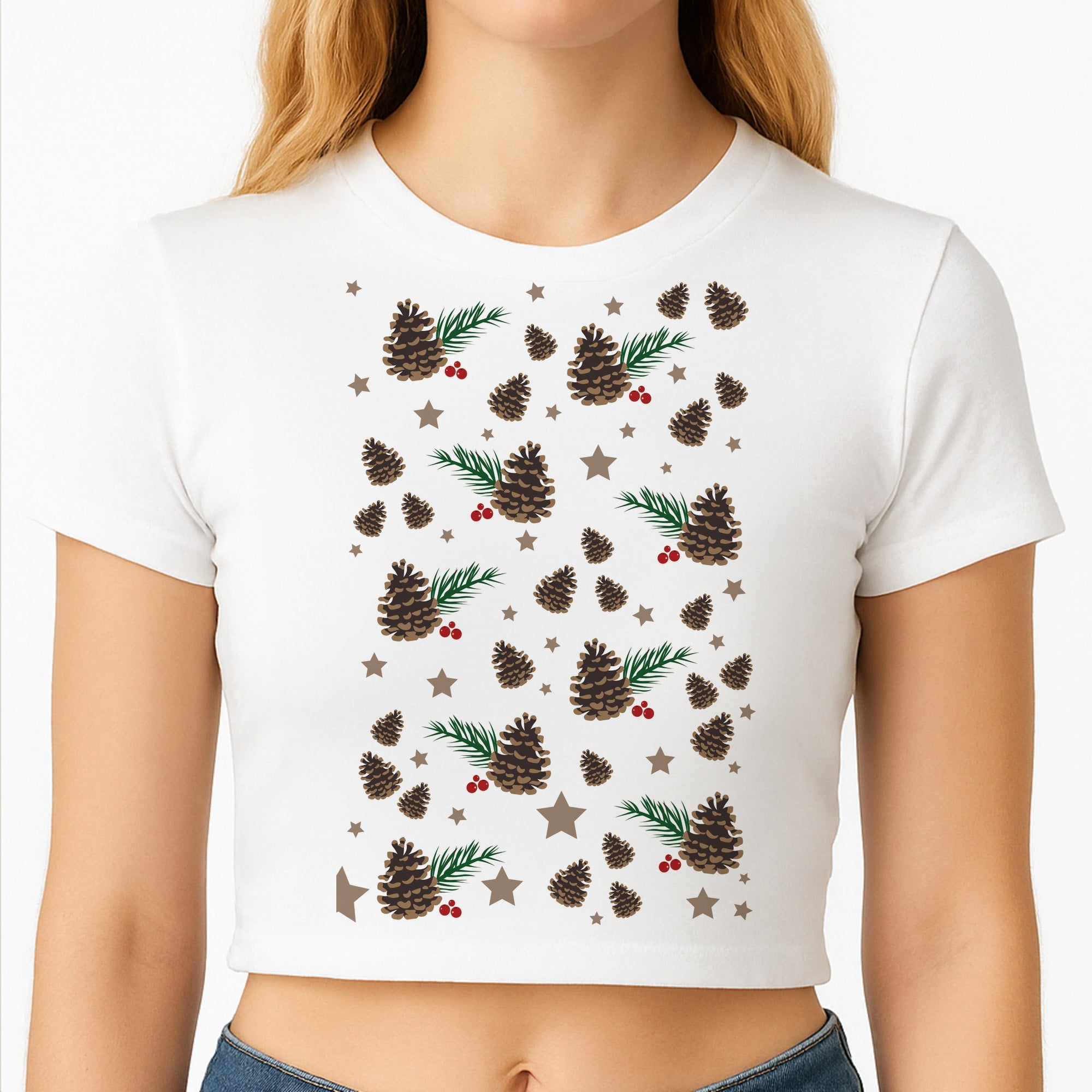 Acorn - Christmas Patterns Crop Top