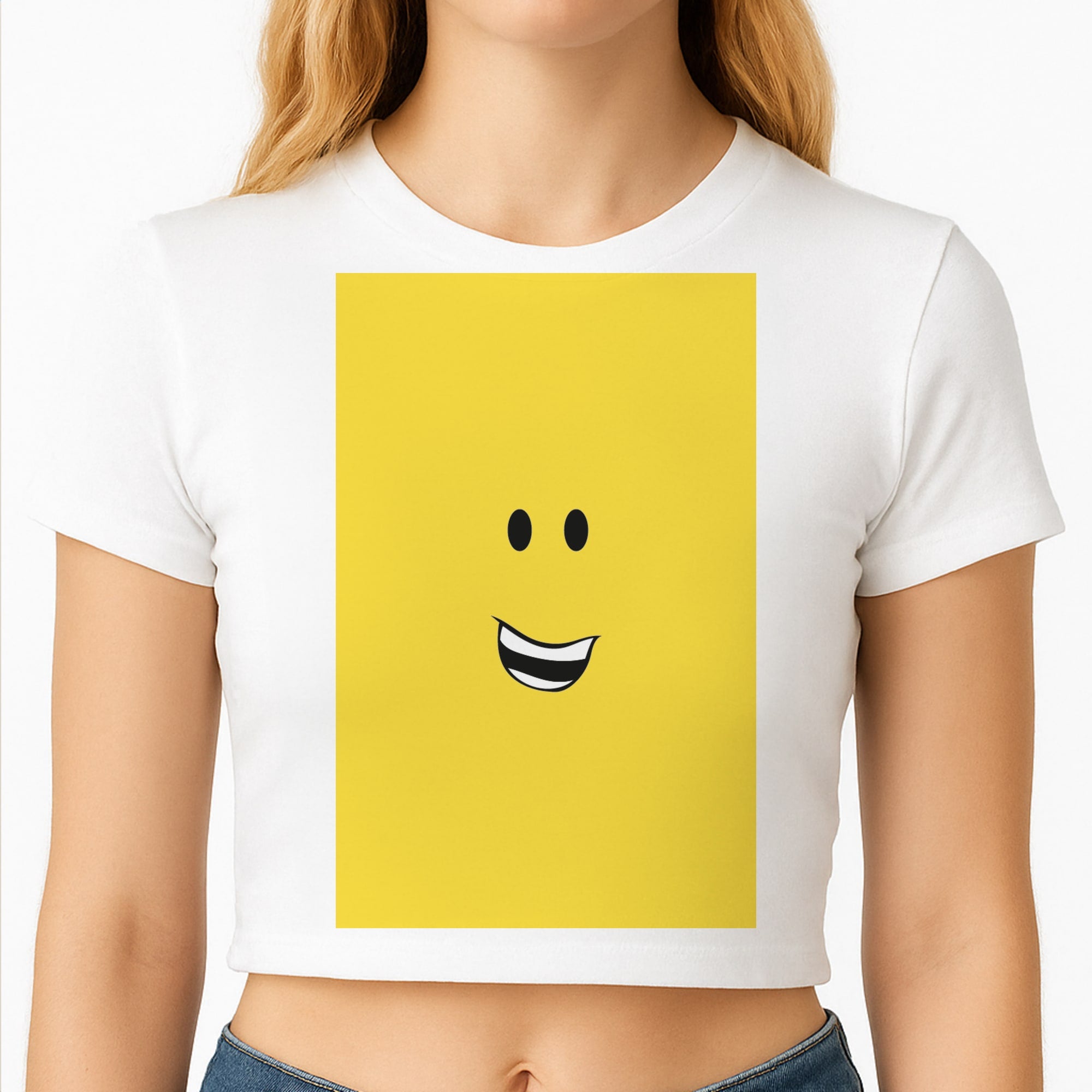 Yellow Face Crop Top