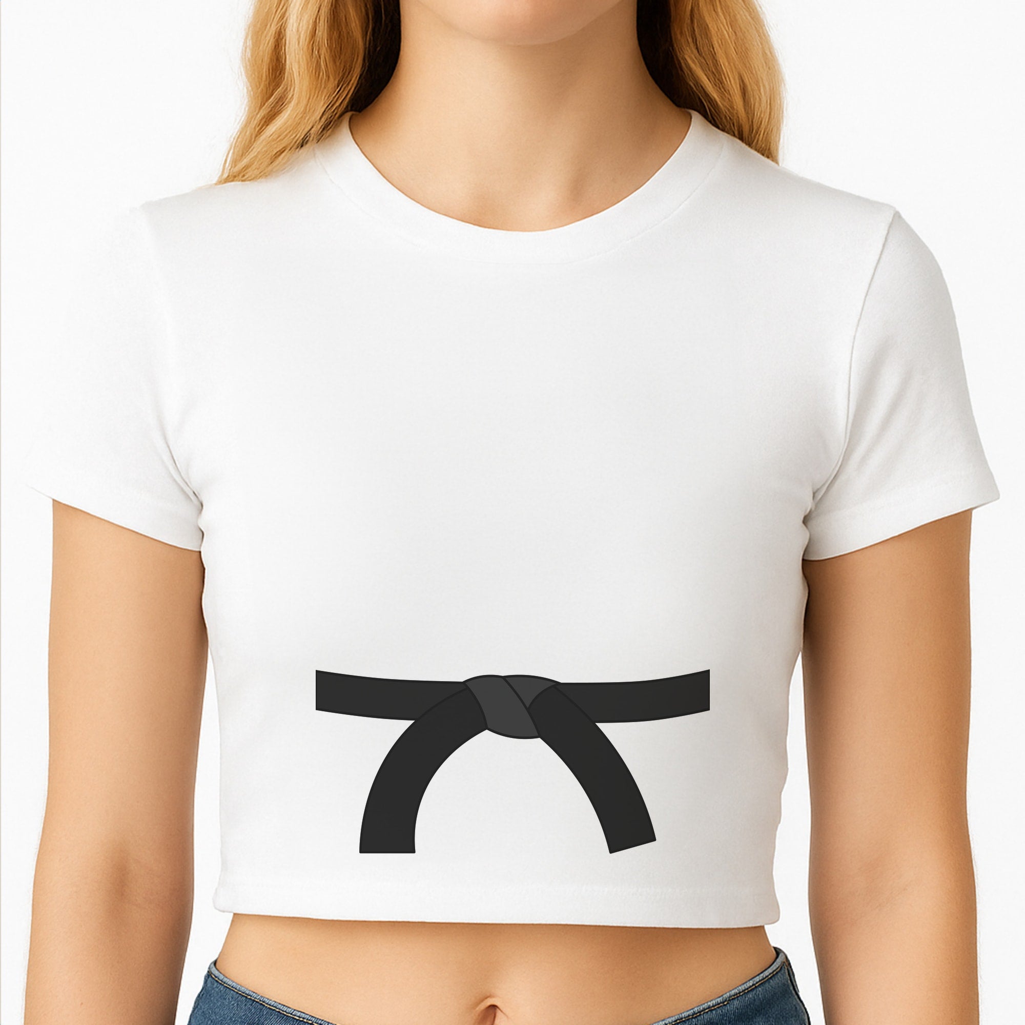 Black Belt Crop Top