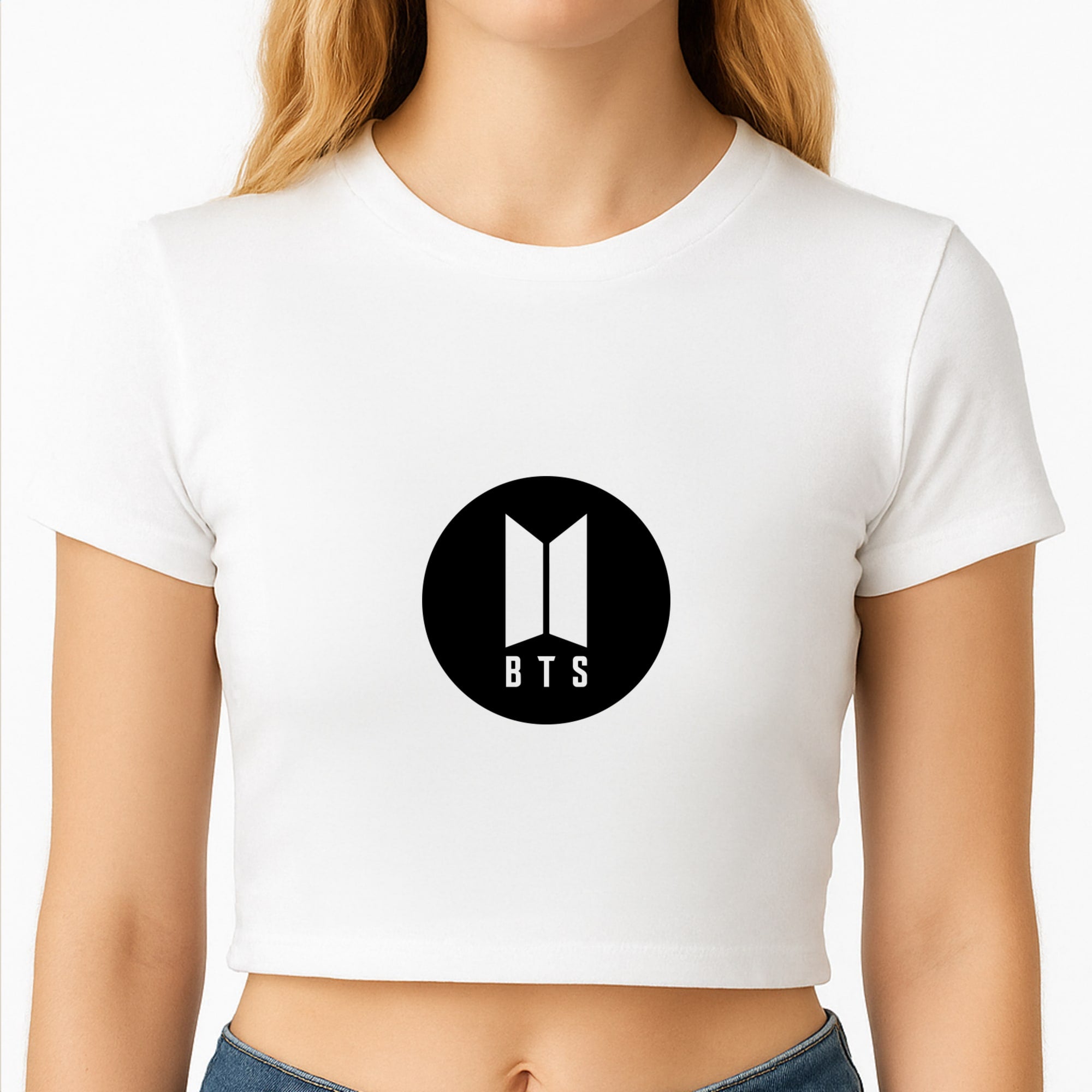 BTS logo Black - K Pop Crop Top