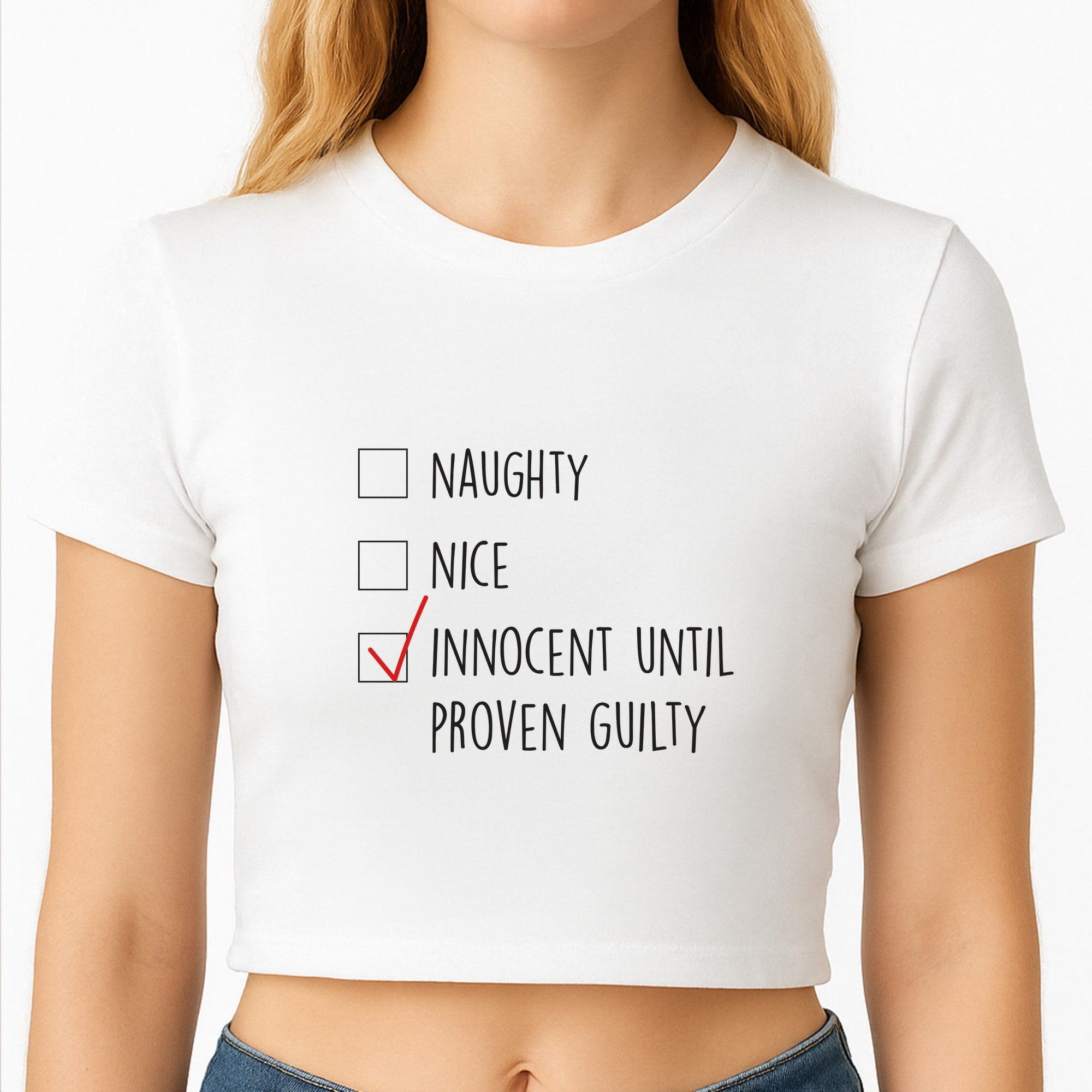 Innocent Until Proven Guilty - Naughty Or Nice Crop Top