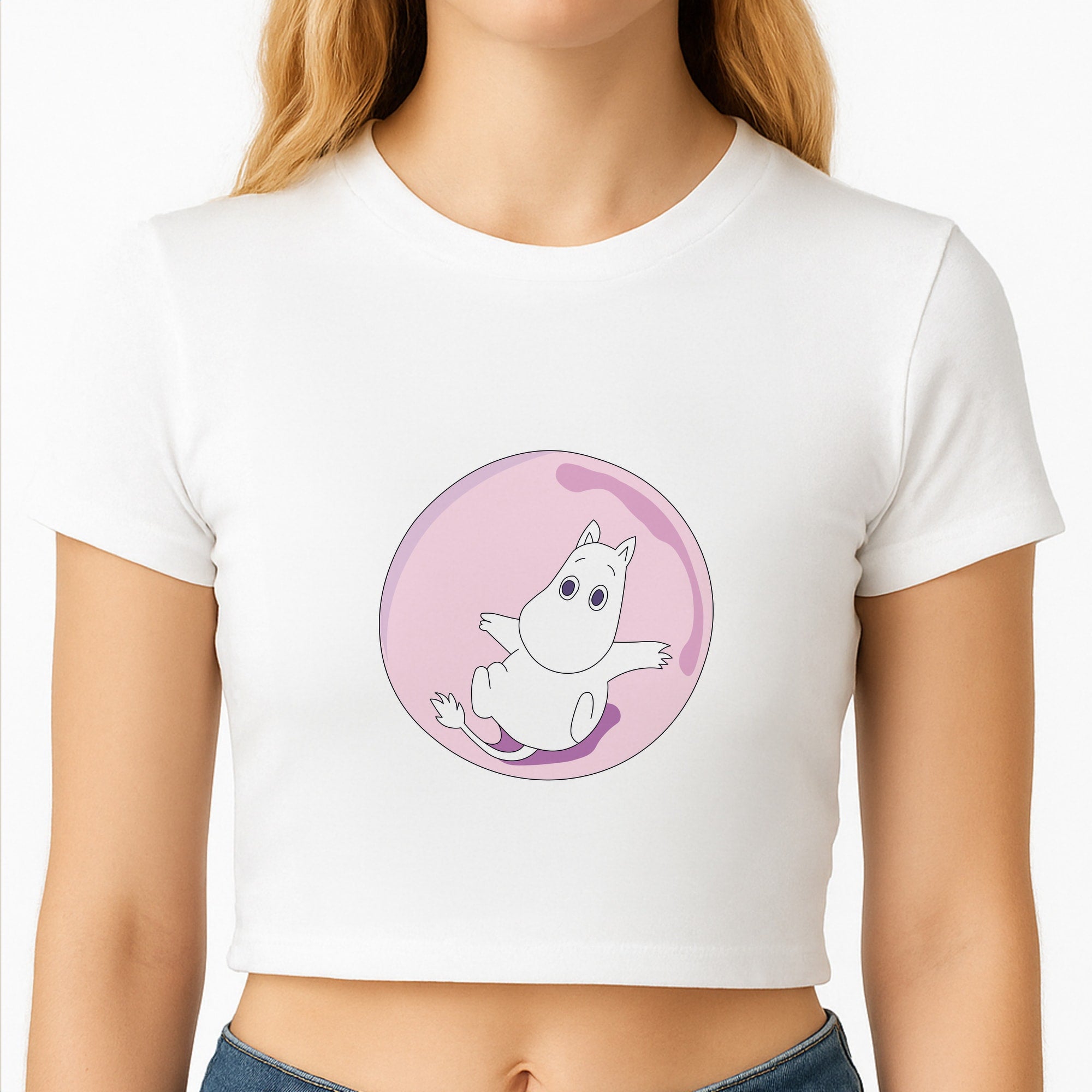 Moomin In A Pink Bubble  Crop Top