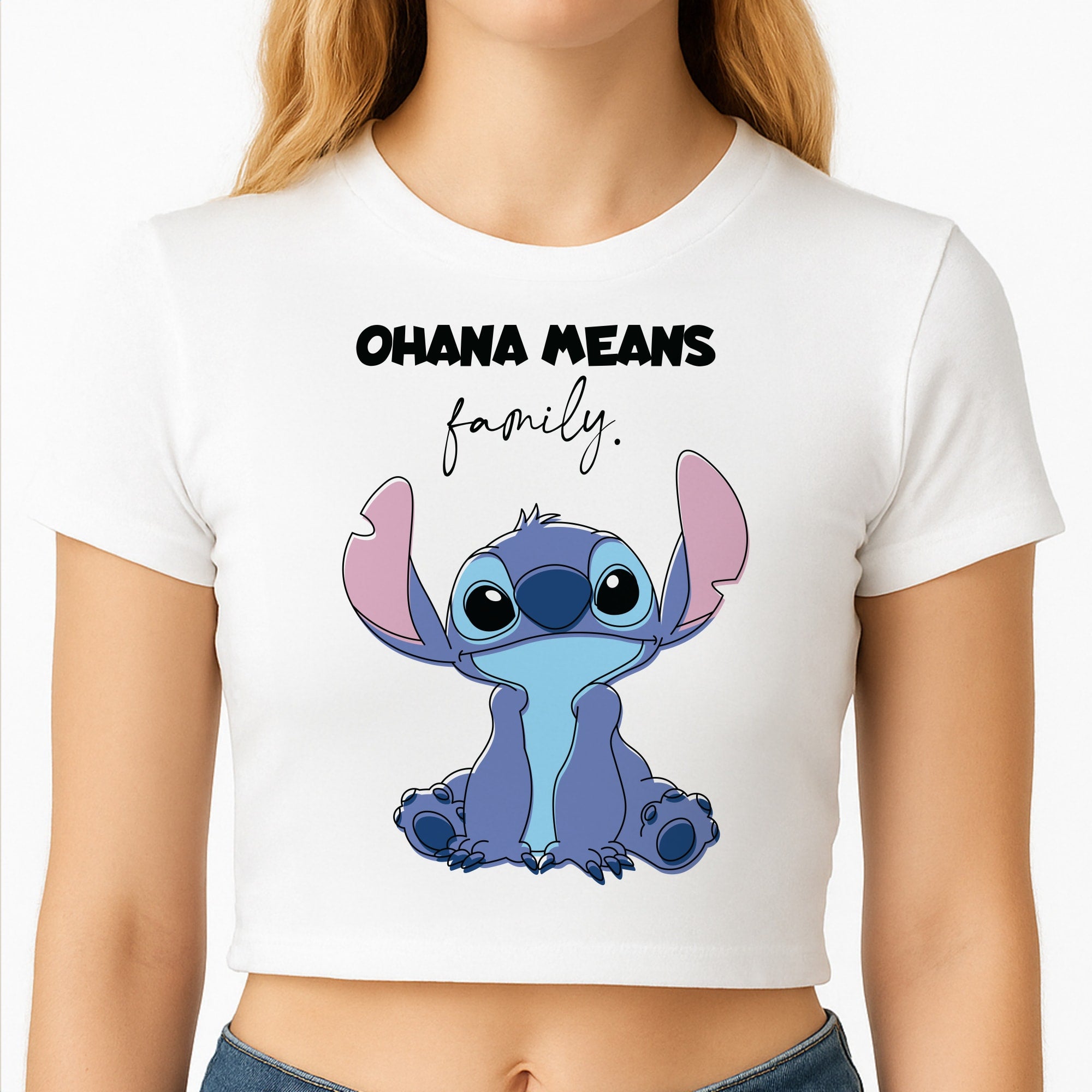 Ohana Means Family Pink Crop Top
