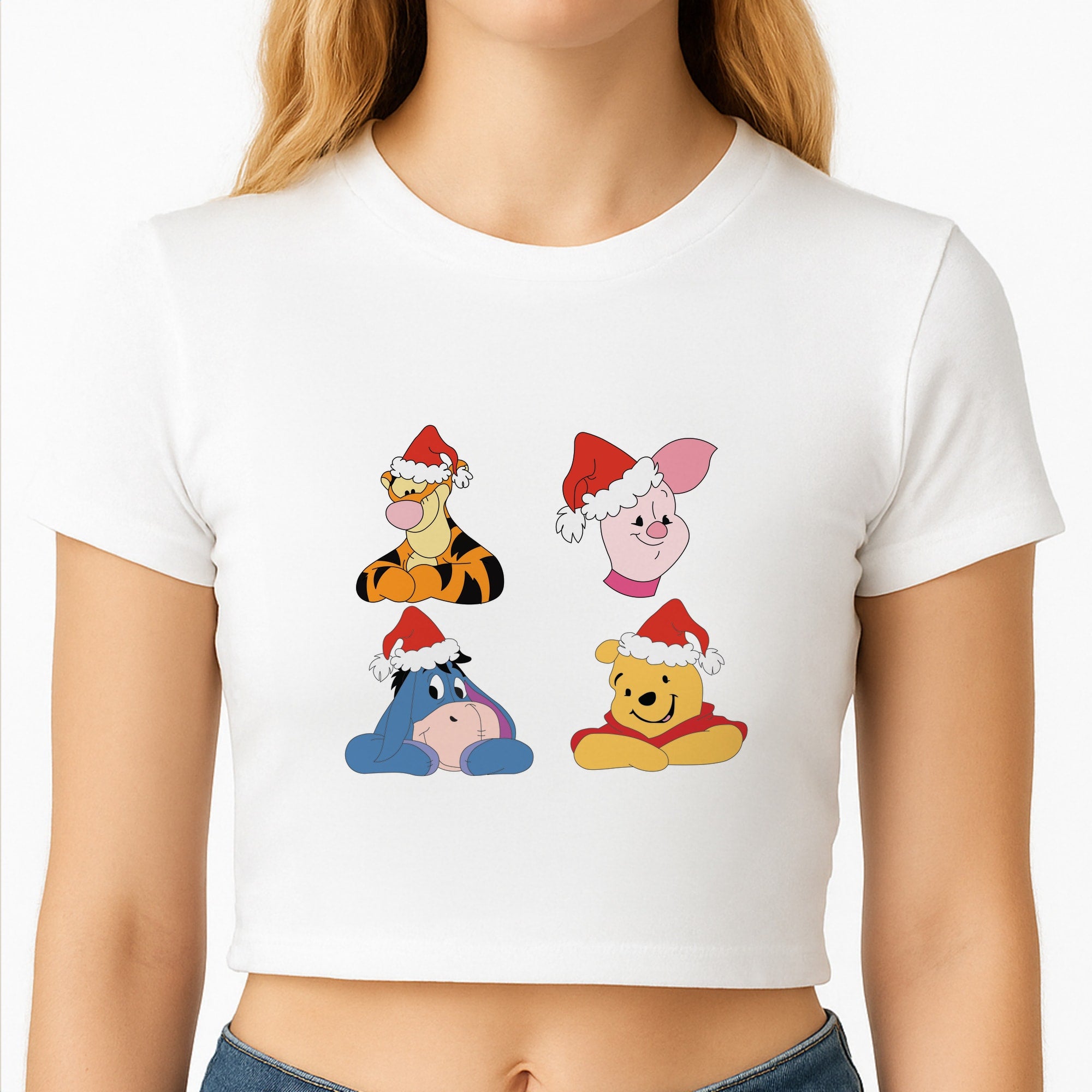 Bear, Tiger, Donkey and Pig Pattern Christmas Crop Top