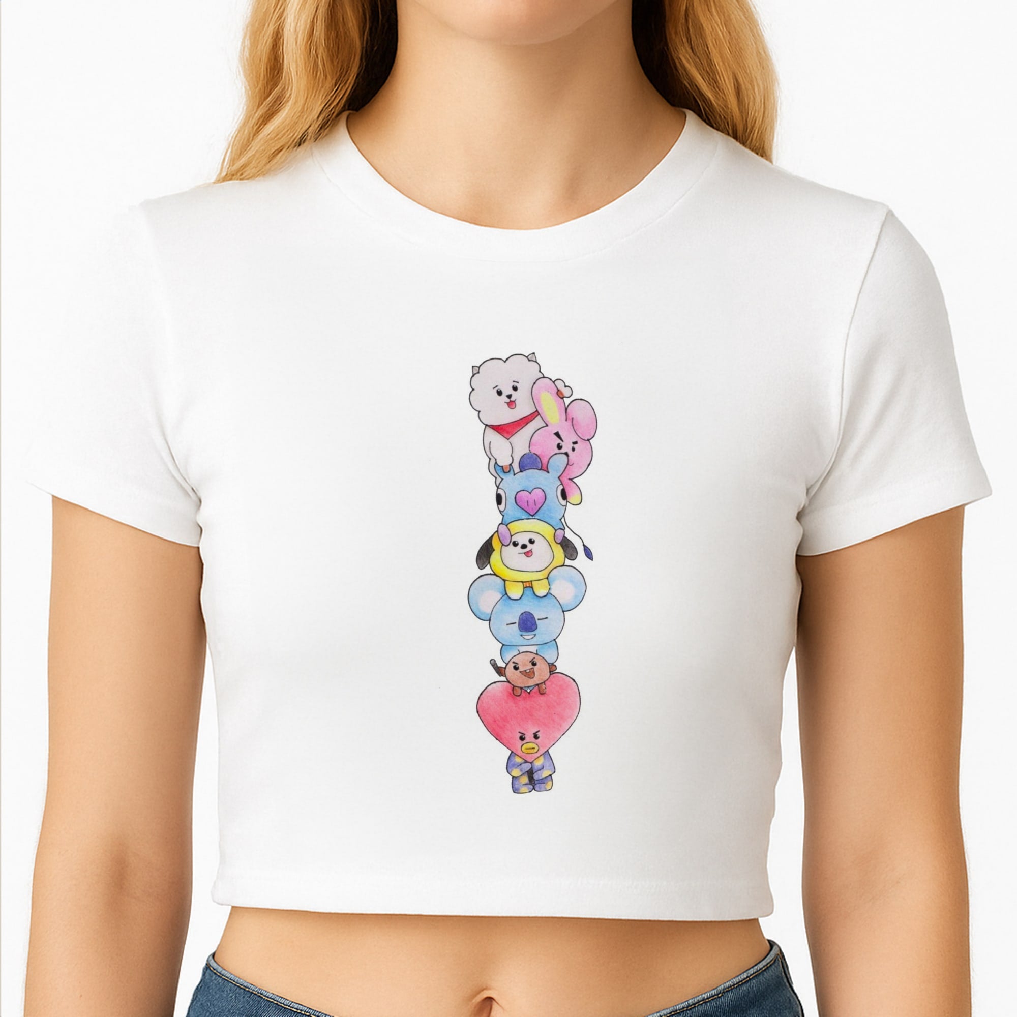 K-Pop Band BT21 Drawing Crop Top
