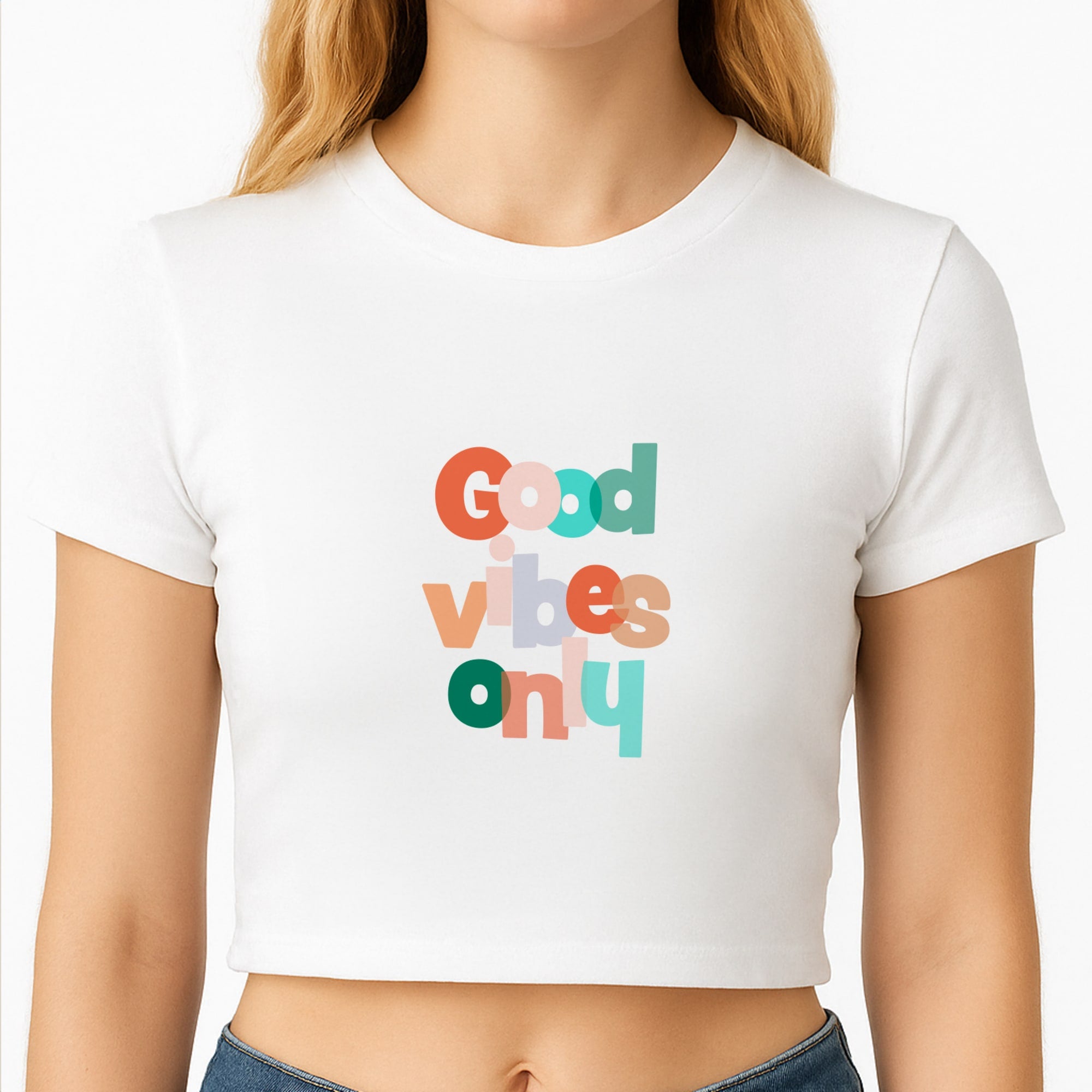 Colourful Good Vibes Only Crop Top