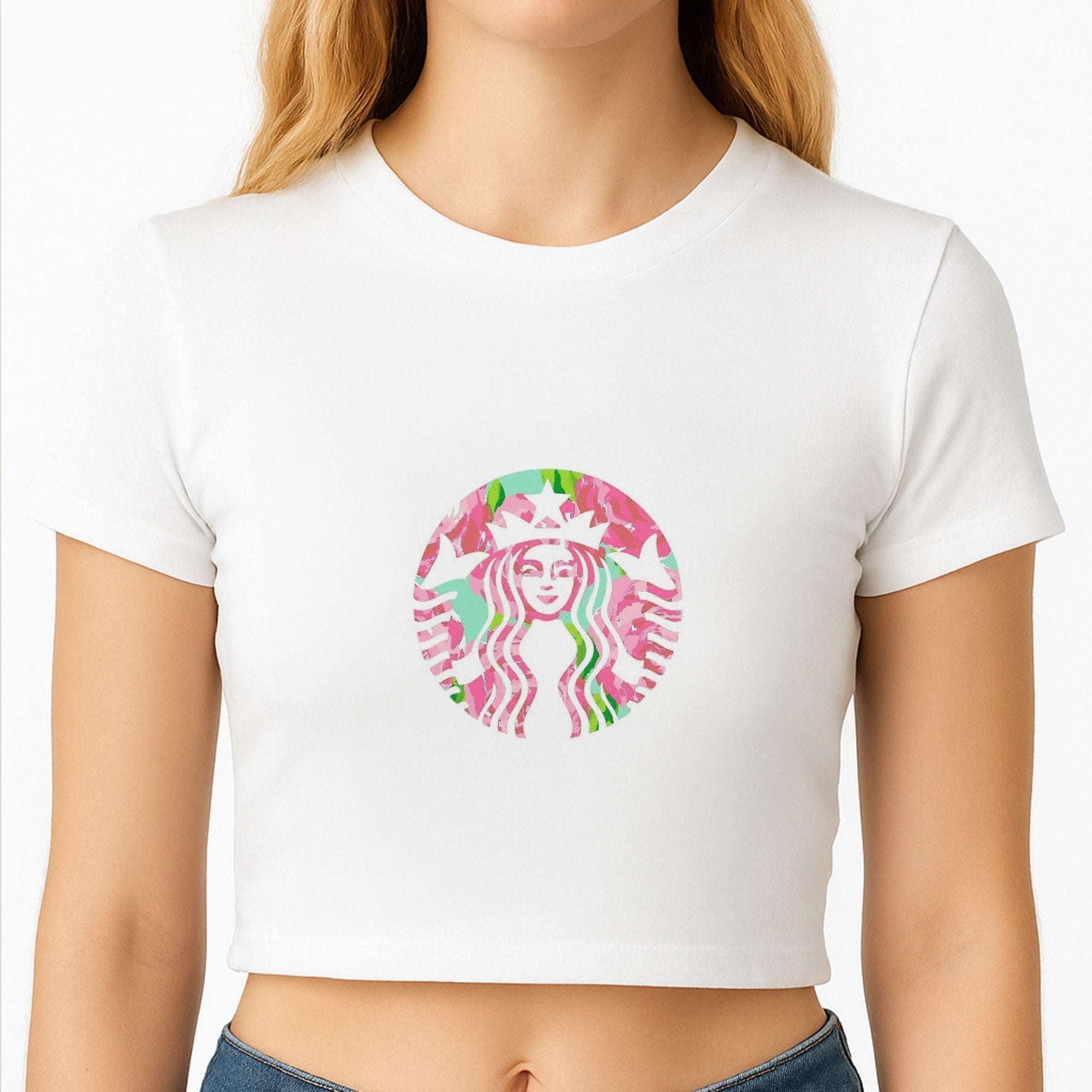 Pink Coffee Logo Crop Top