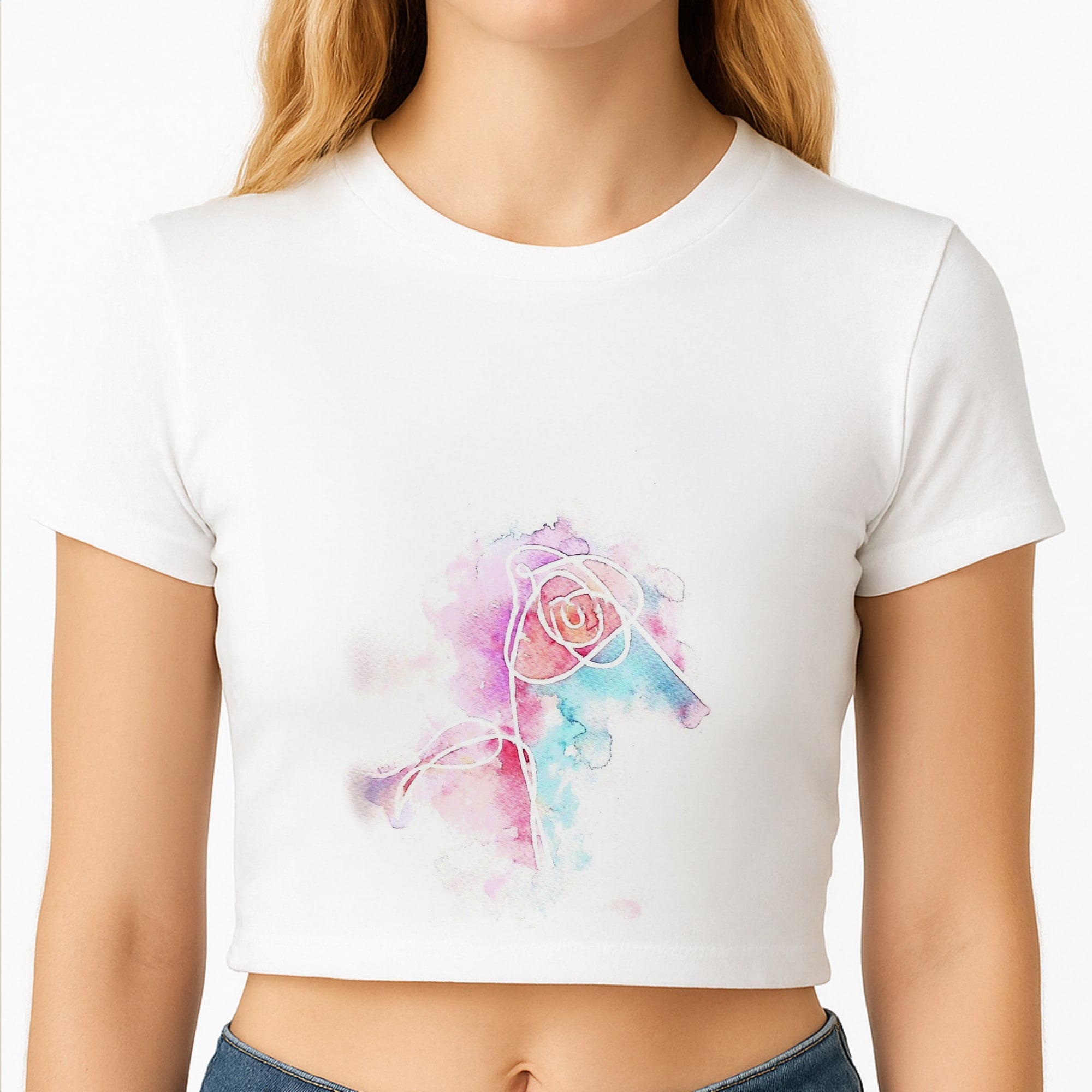 K-Pop Band Love Yourself Watercolour Painting Crop Top