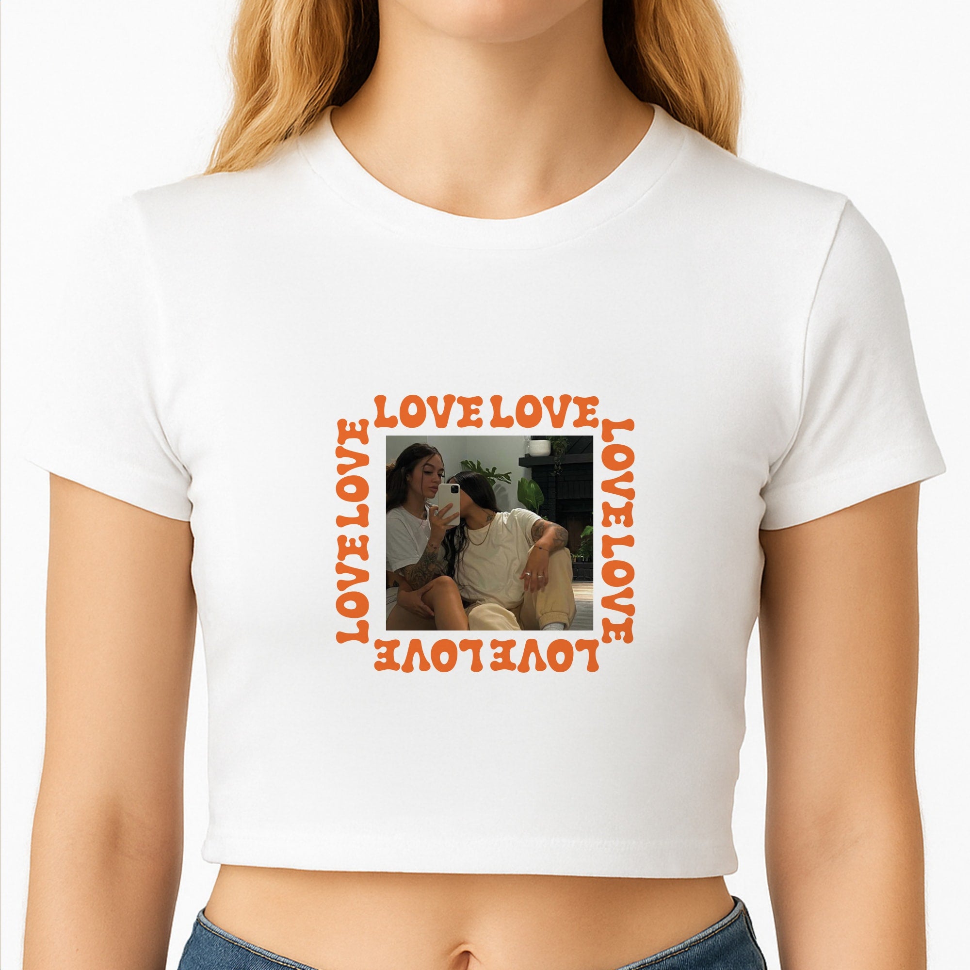 Love, Love, Love - Personalised Couples Crop Top