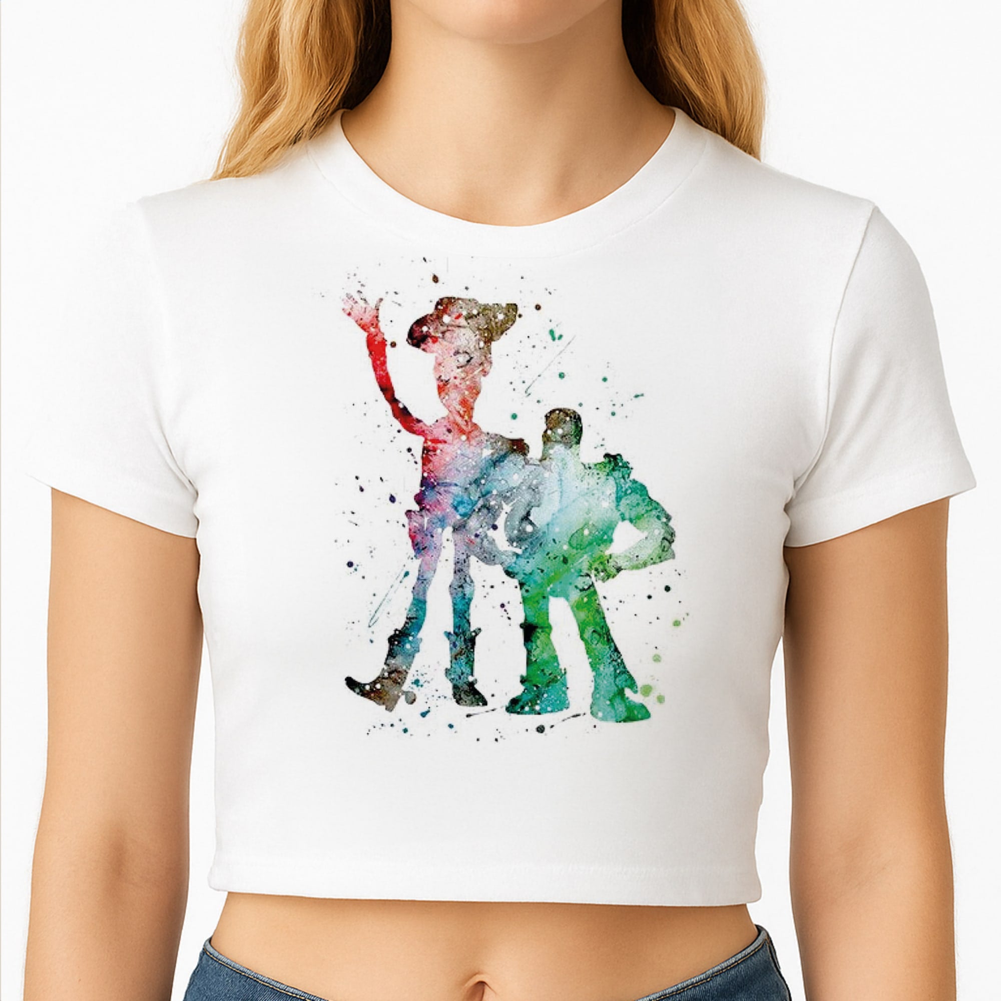 Watercolour Woody & Buzz A Story of Toys Fairytale Crop Top
