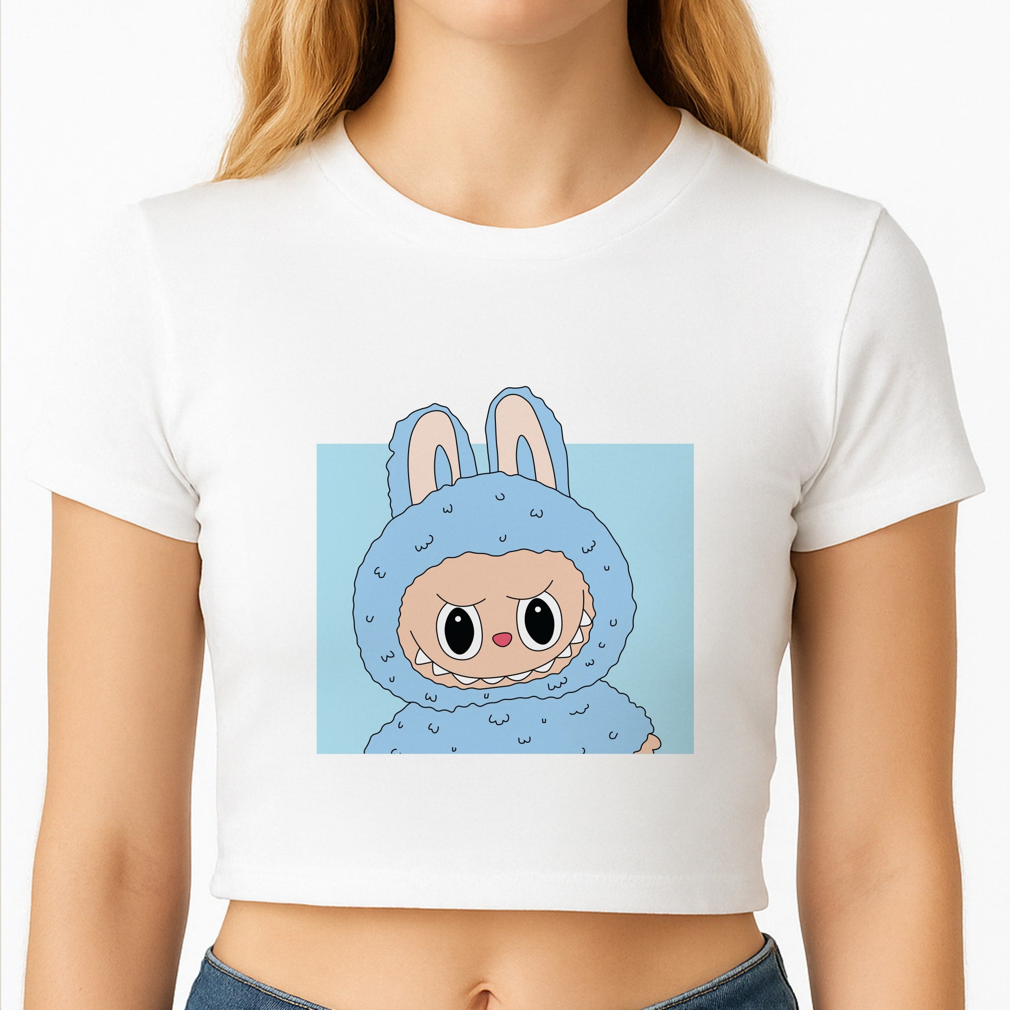 Cute Blue Notebook Monster Crop Top