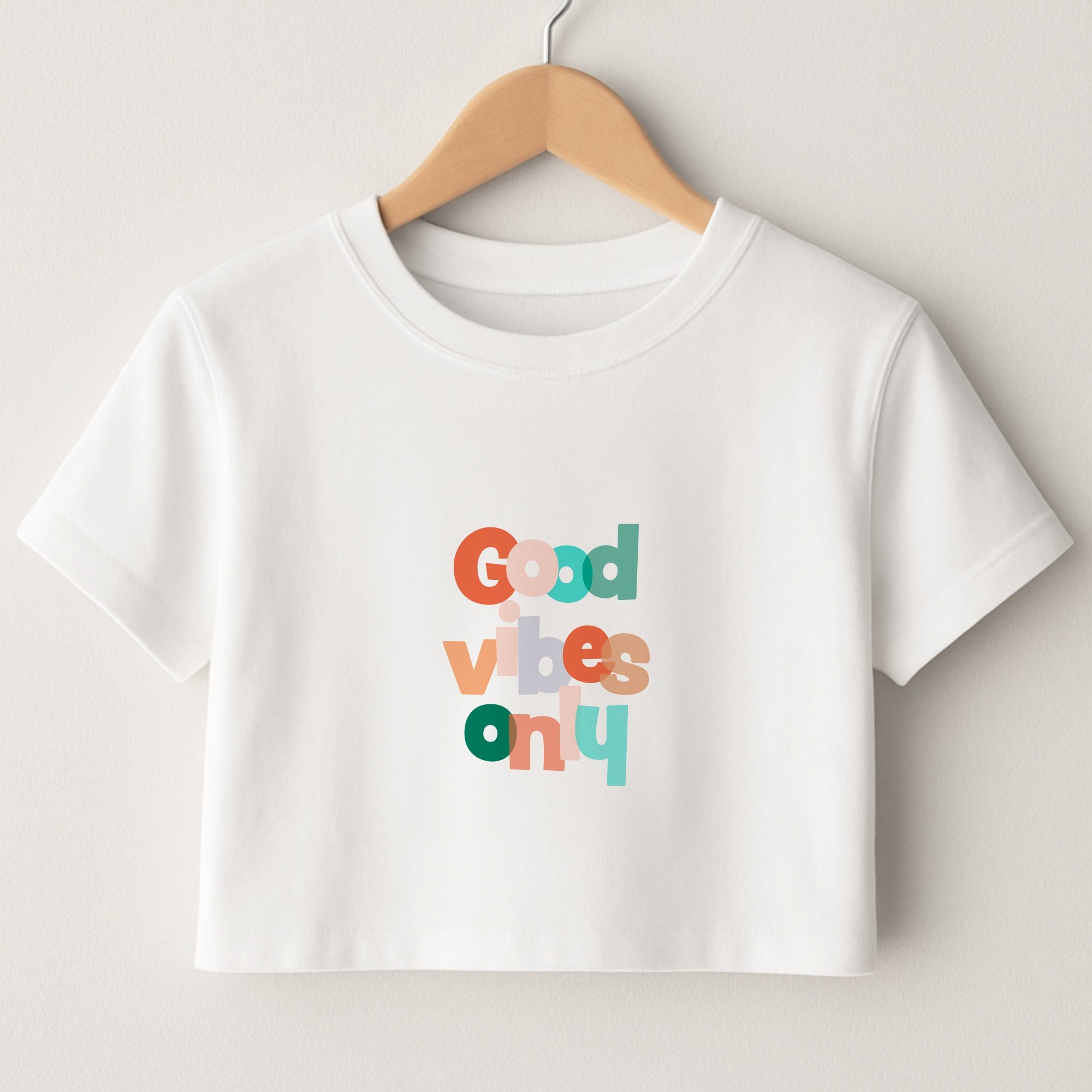 Colourful Good Vibes Only Crop Top