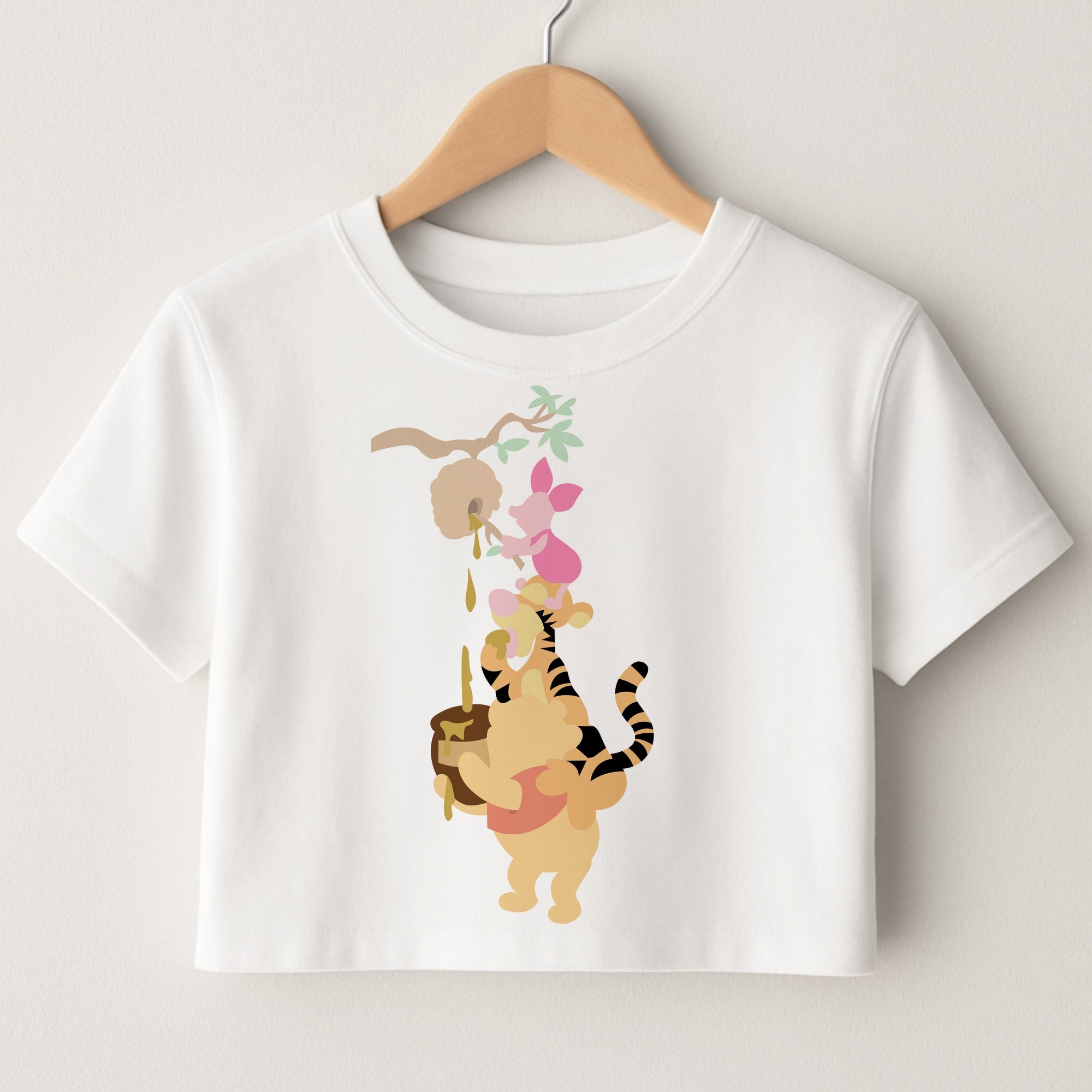Bouncing Tiger , Piglet , Yellow Bear Crop Top