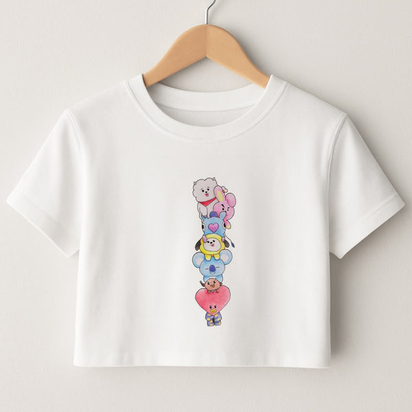 K-Pop Band BT21 Drawing Crop Top