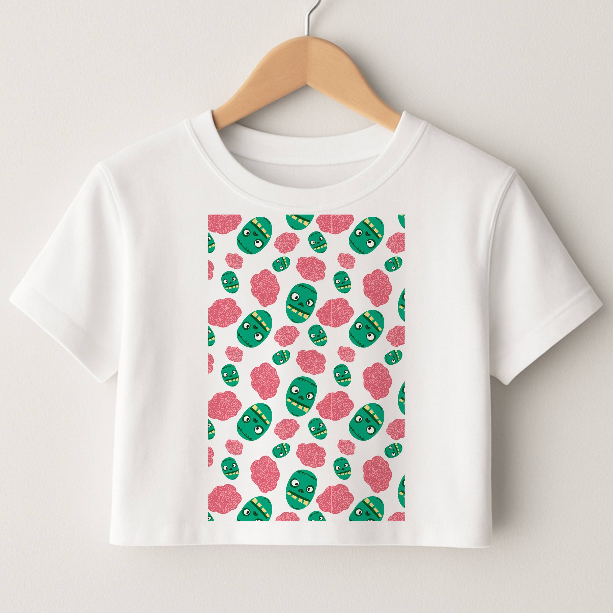 Frankenstein And Brains - Halloween Crop Top
