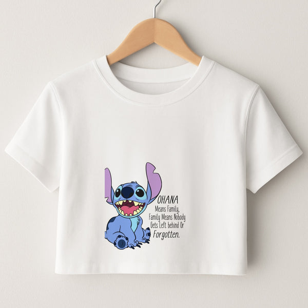 Ohana Means Family - Blue Alien Crop Top