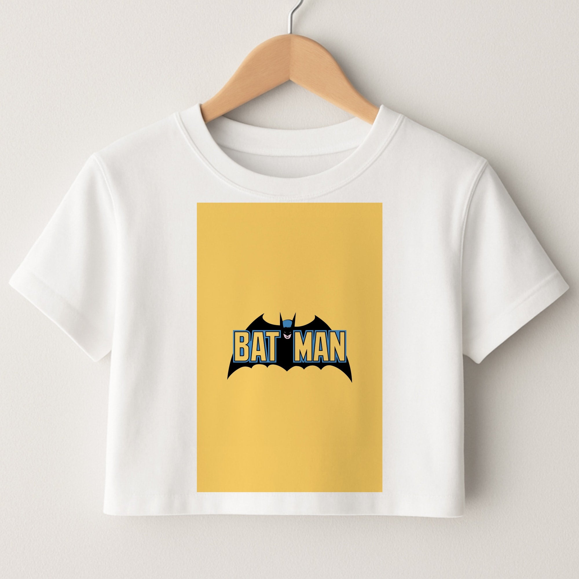 Yellow Bat Superhero Logo Crop Top