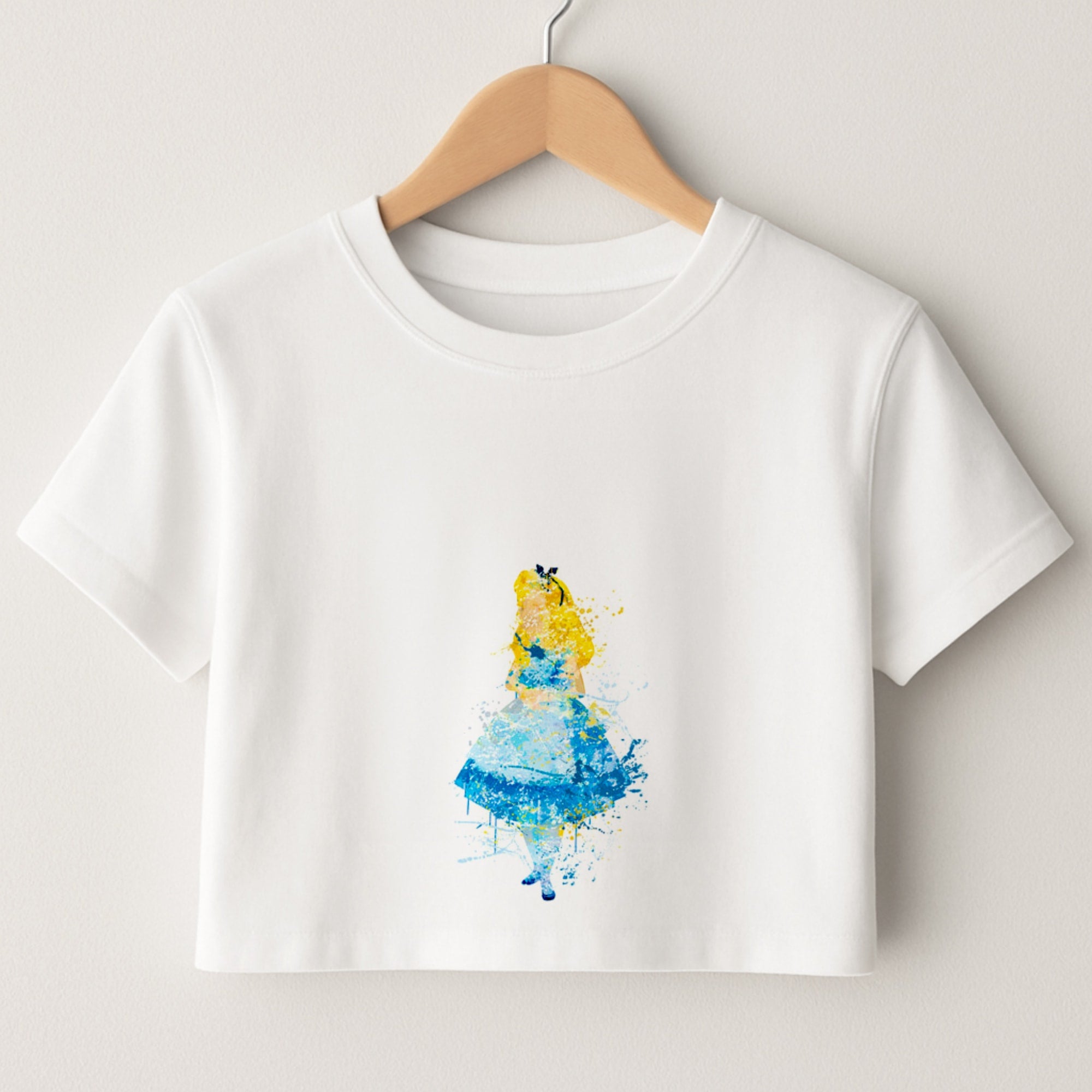 Watercolour Alice in Wonderland Fairytale Crop Top